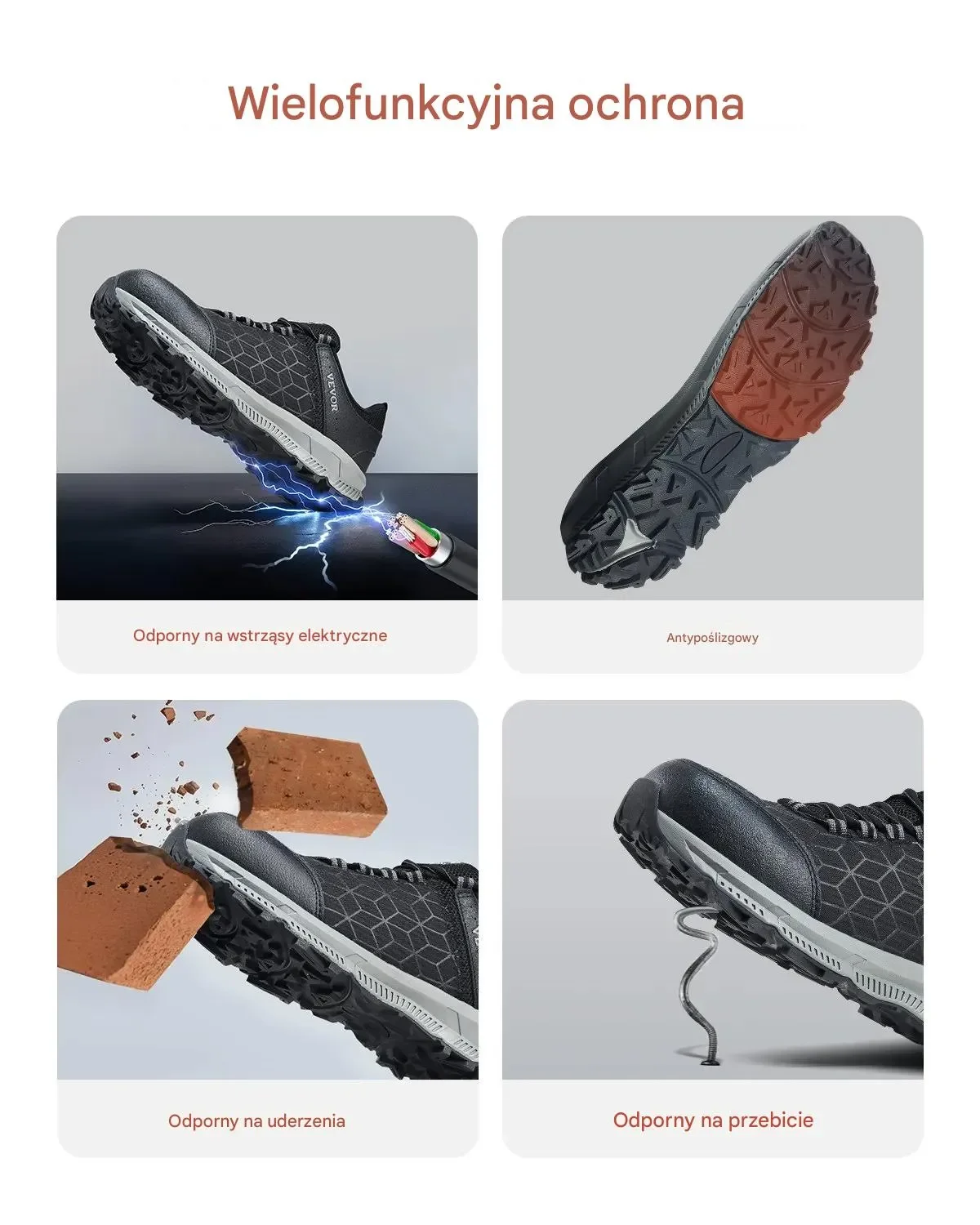 Buty robocze męskie rozmiar 44 nieprzemakalne czarne - obrazek 4