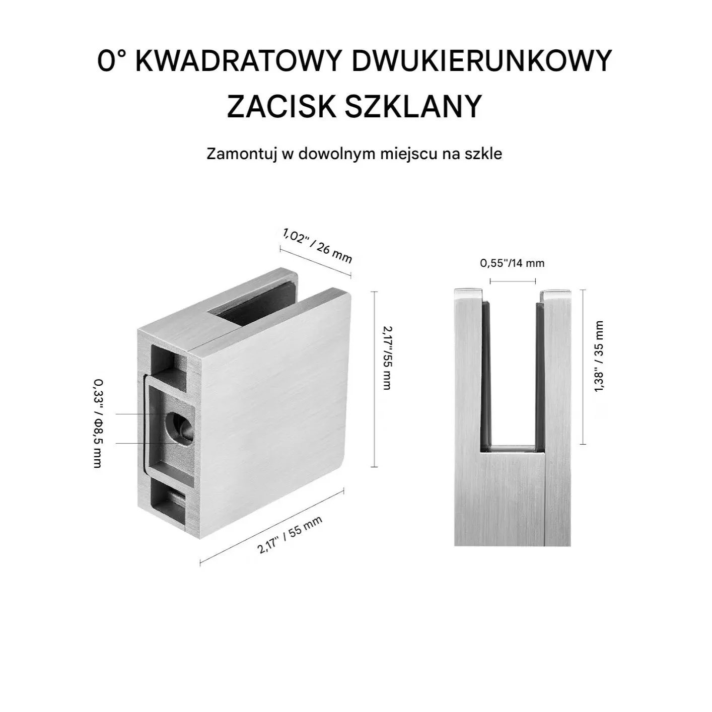 Uchwyt do szkła balustrady 4 szt. kwadratowy 8–12 mm srebrny zestaw - obrazek 2
