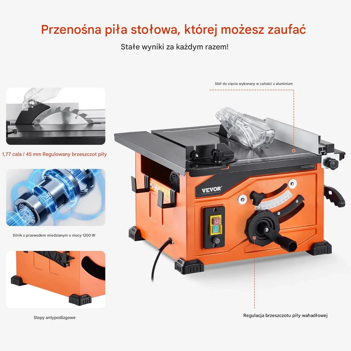 Przenośna Pilarka Stołowa 210 mm – 1200 W 4800 obr./min - obrazek 2