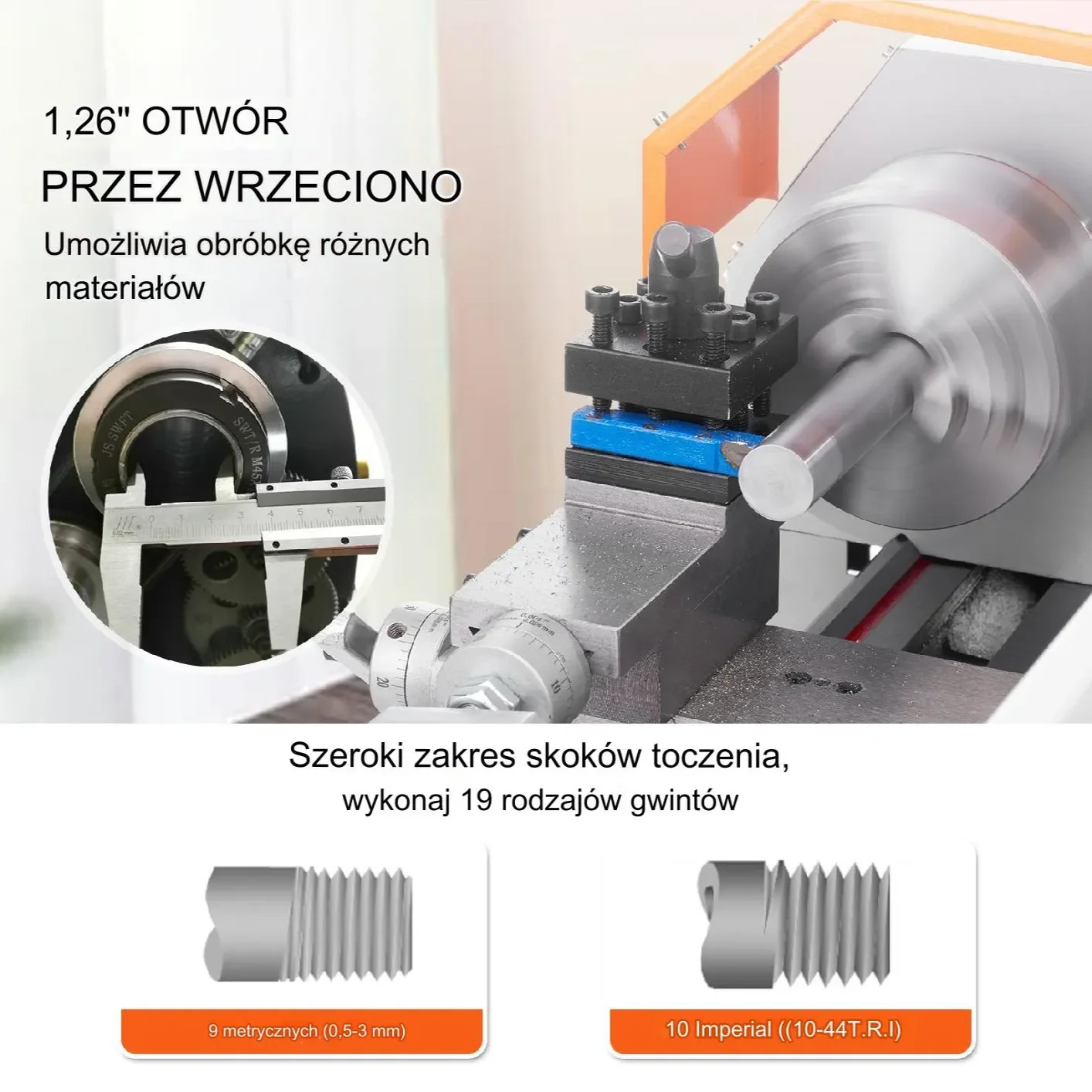 Tokarka do metalu 800W 150-2500obr – precyzyjna z imadłem 3-szczękowym - obrazek 4