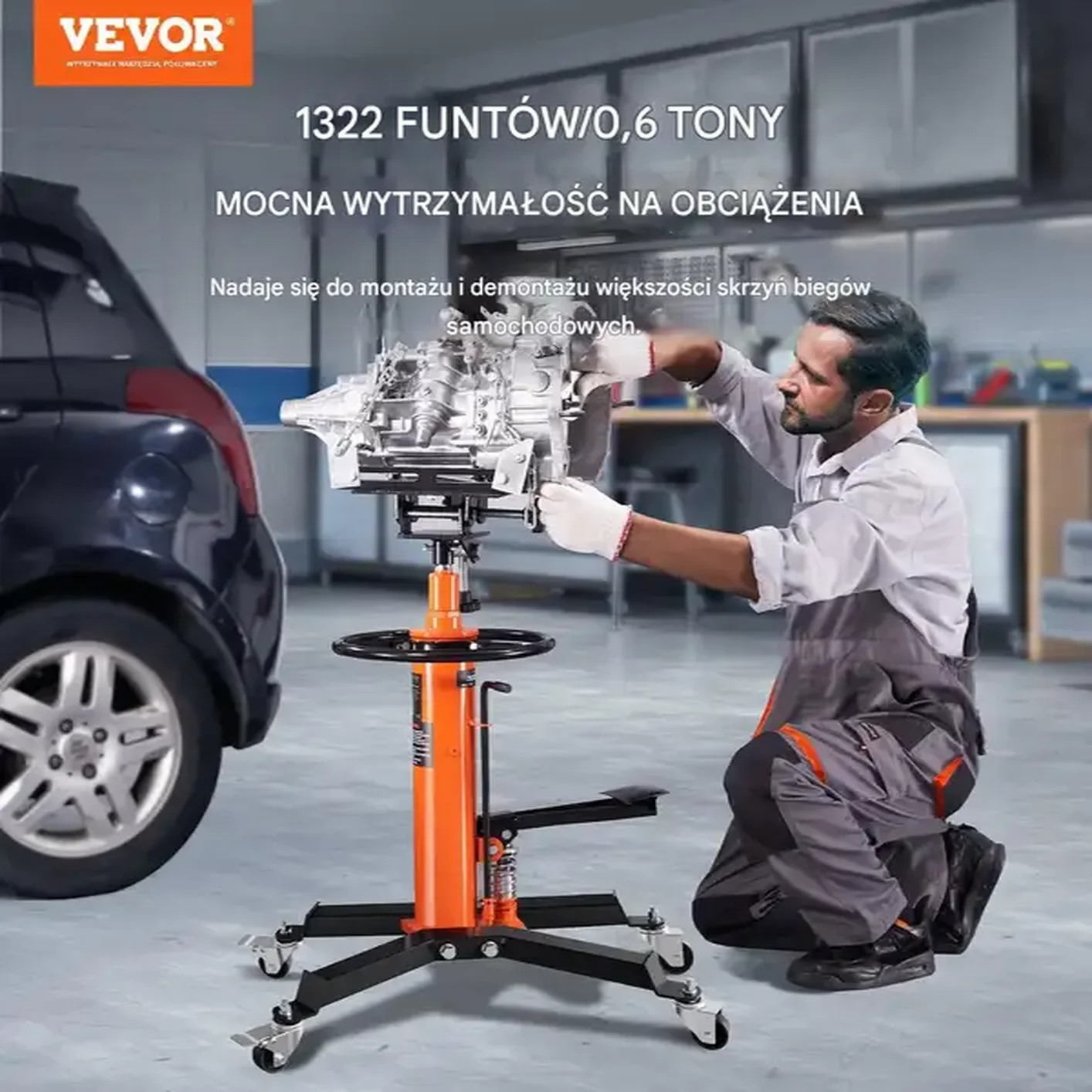 Podnośnik do skrzyni biegów silnika do warsztatu 600 kg - obrazek 3