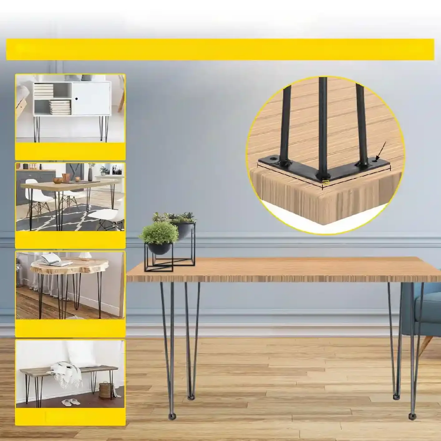 Nogi do stołu lawy biurka stolika metalowe loftowe 4szt. 101,6cm - obrazek 2