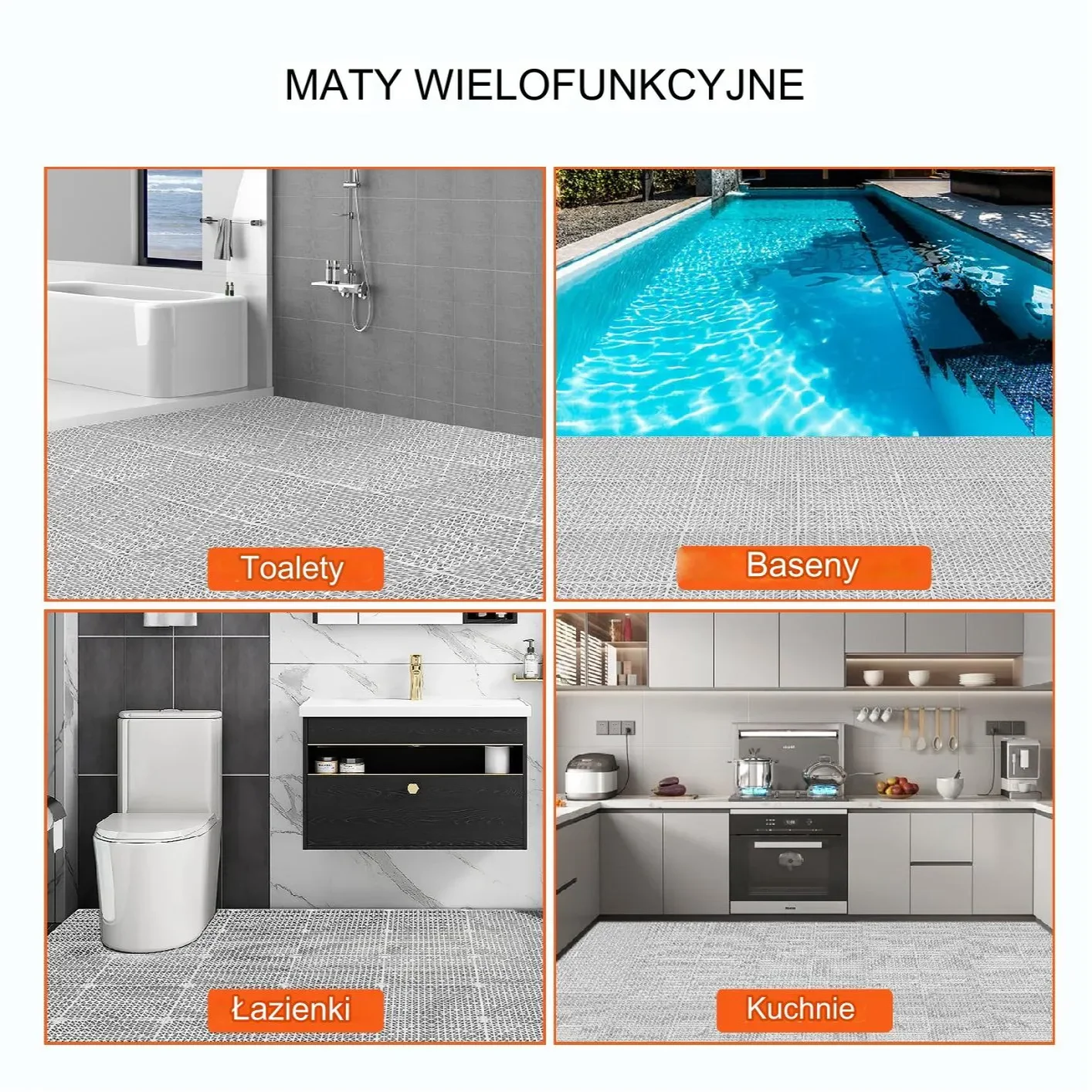 Mata drenażowa niebieskie 30x30cm 12szt PVC łączona antypoślizgowa łazienka - obrazek 4