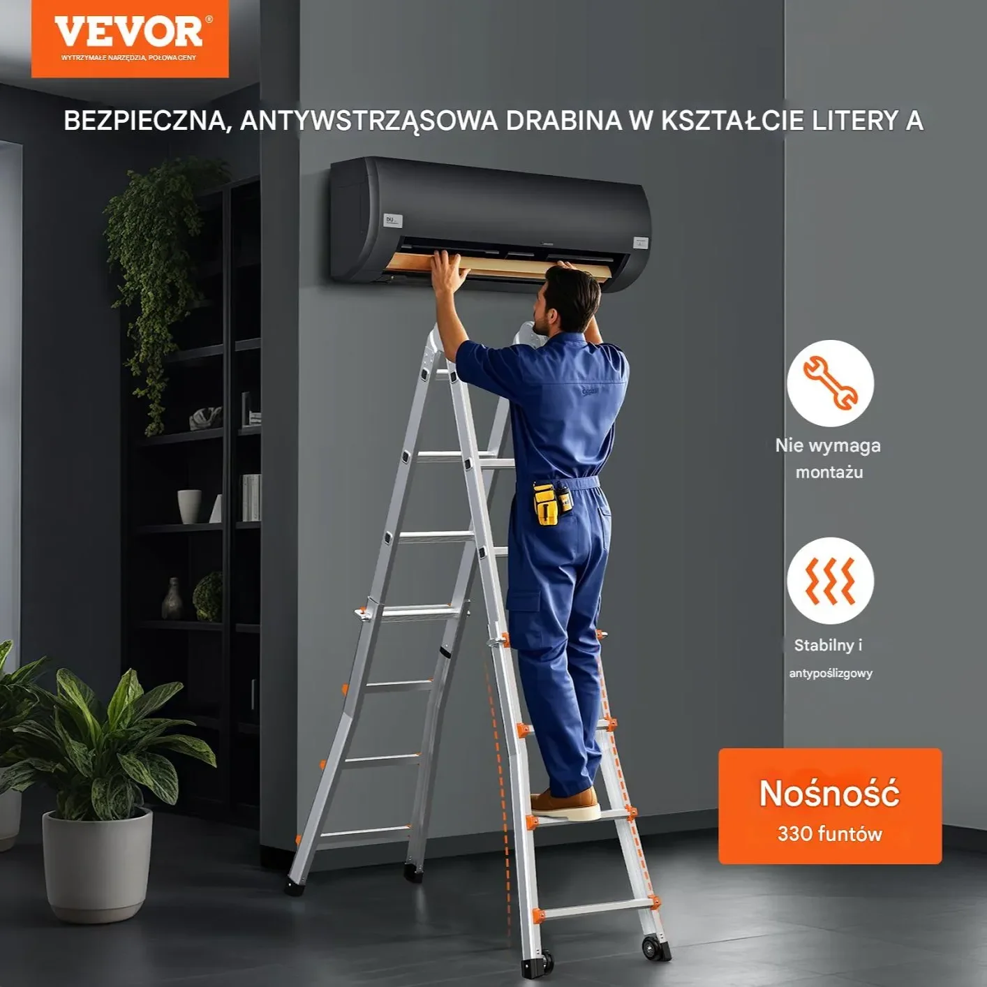 Drabina składana teleskopowa aluminiowa – 5,9 m - obrazek 3