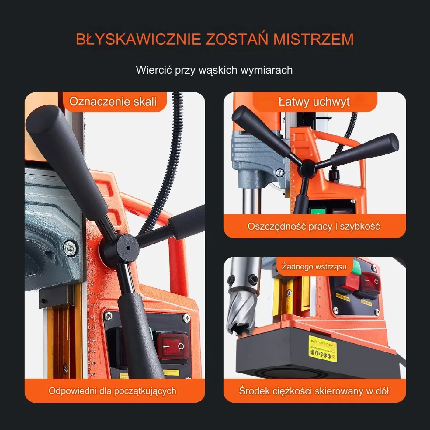 Przenośne Wiertło Magnetyczne Wiertarka Rdzeniowa 1300 W - obrazek 4