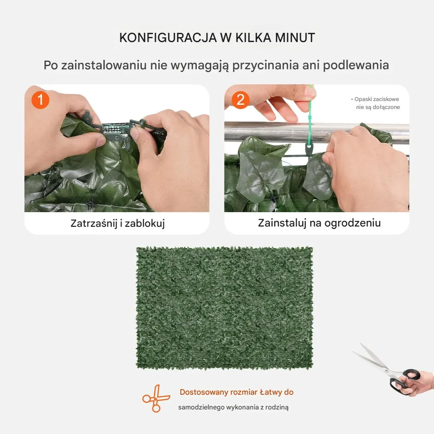 Sztuczny Żywopłot 1830 x 2440 mm Mata Osłonowa z Liśćmi Bluszczu - obrazek 3