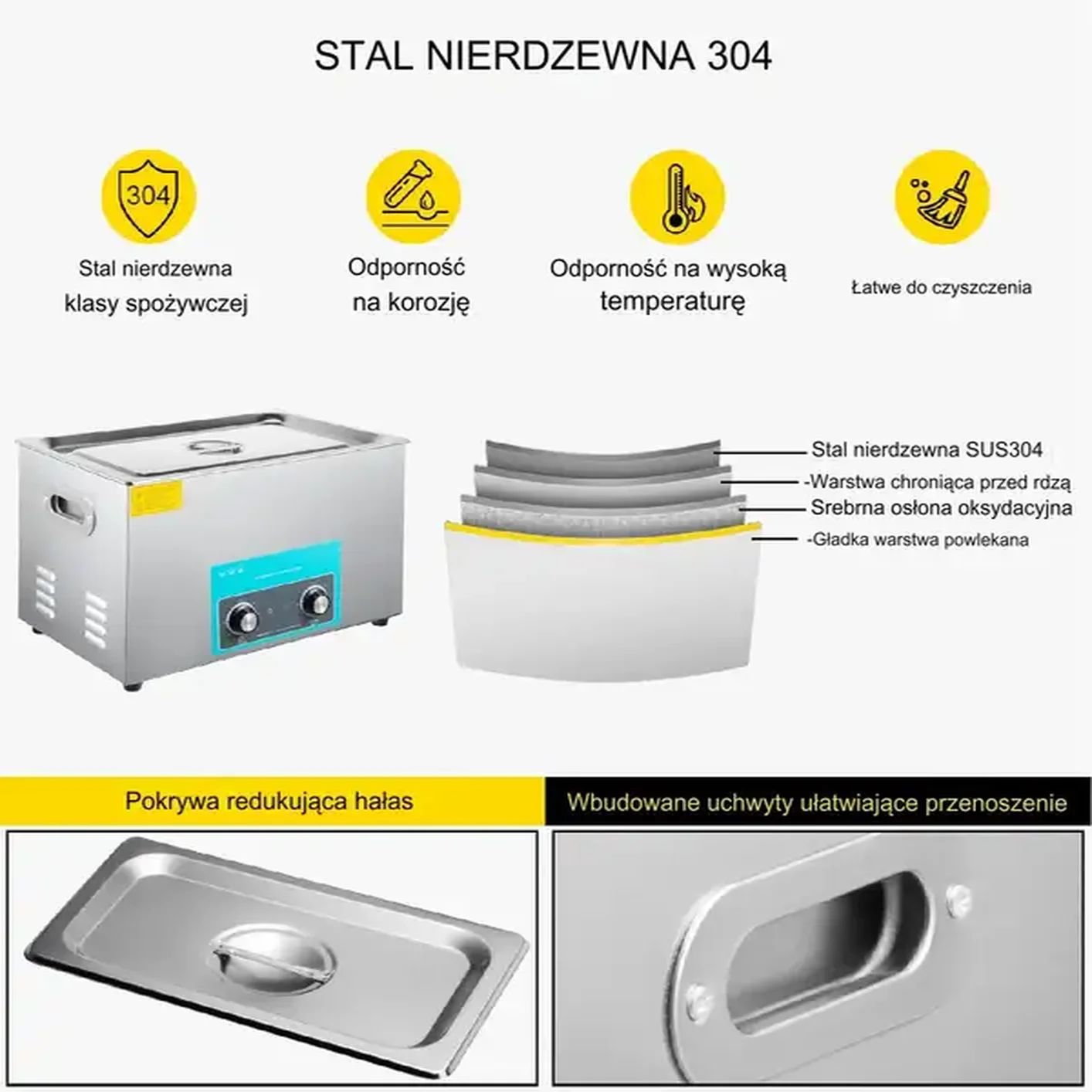 Myjka Ultradźwiękowa do czyszczenia biżuterii narzędzi 22 L 300W - obrazek 5