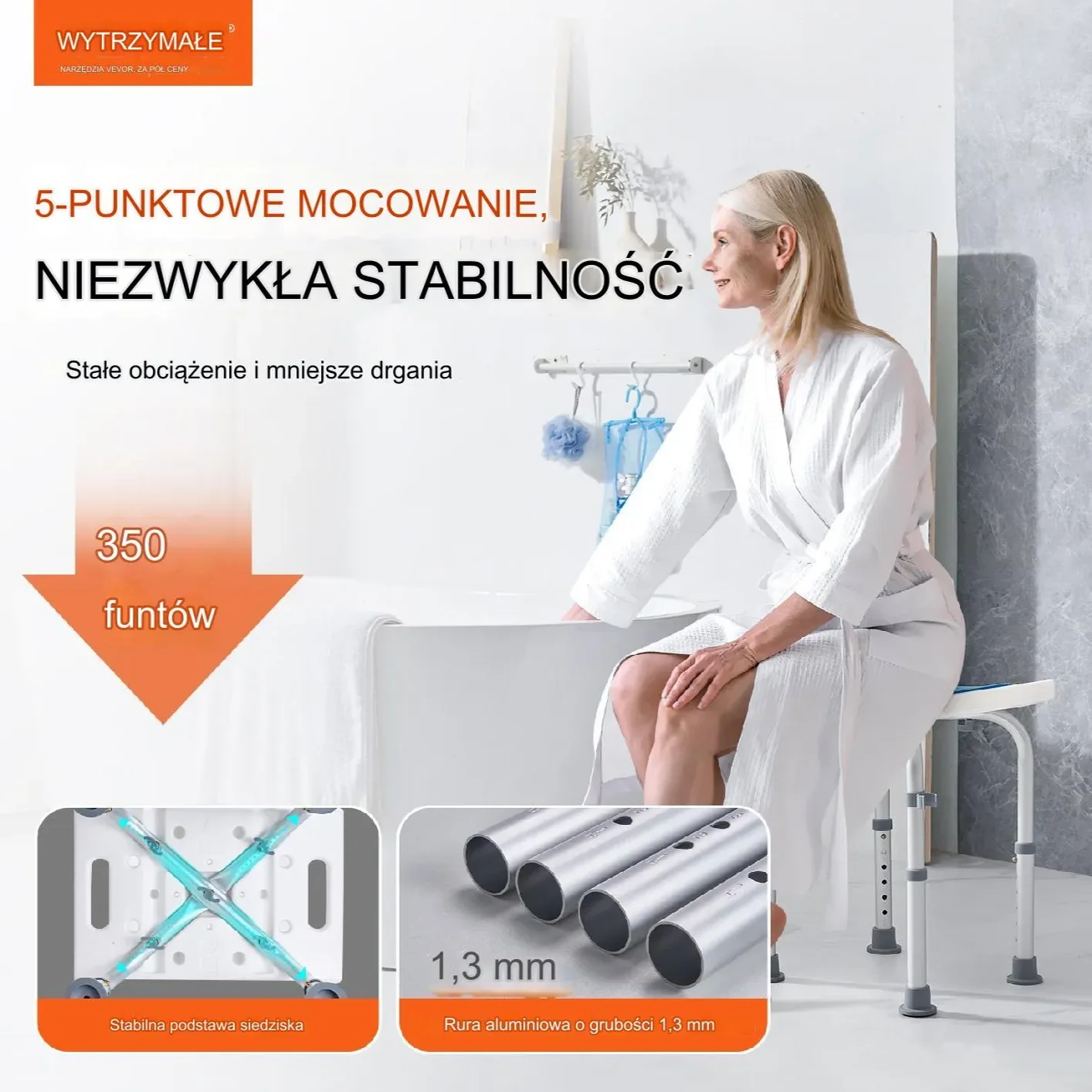 Siedzisko prysznicowe do 158 kg - obrazek 5