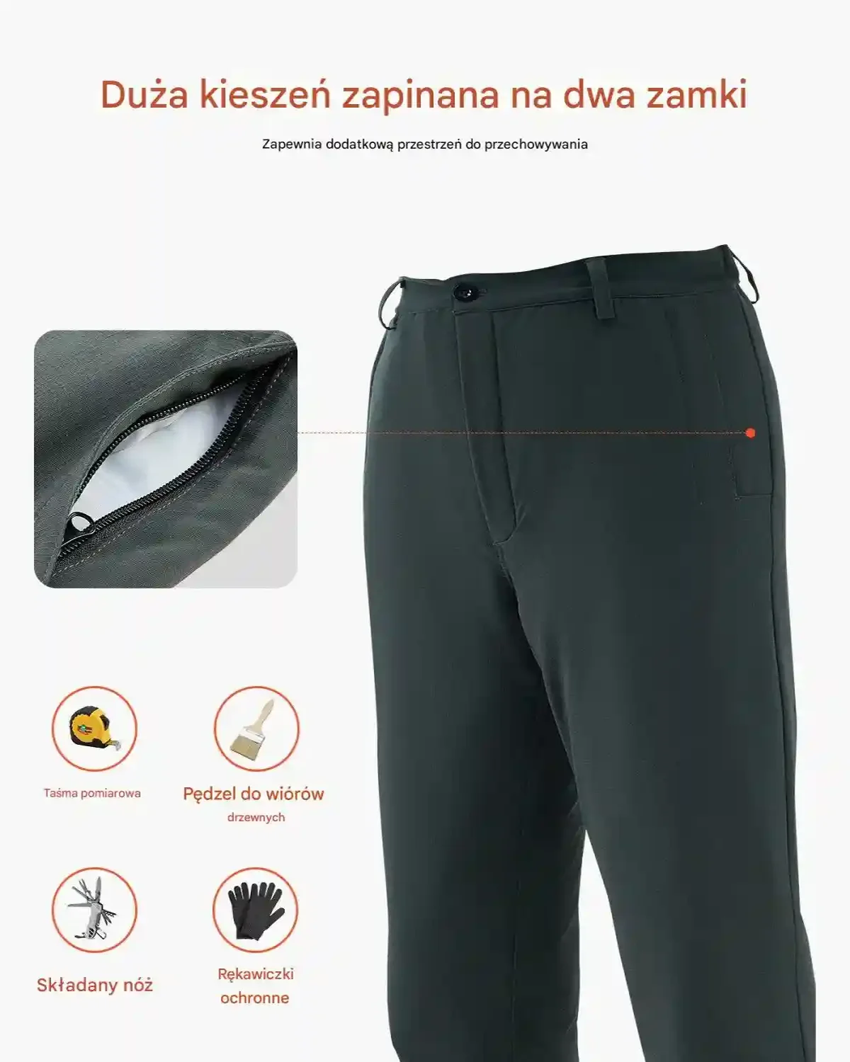 Spodnie ochronne do piły 8-warstwowe regulowany pas kieszeń L czarne - obrazek 5