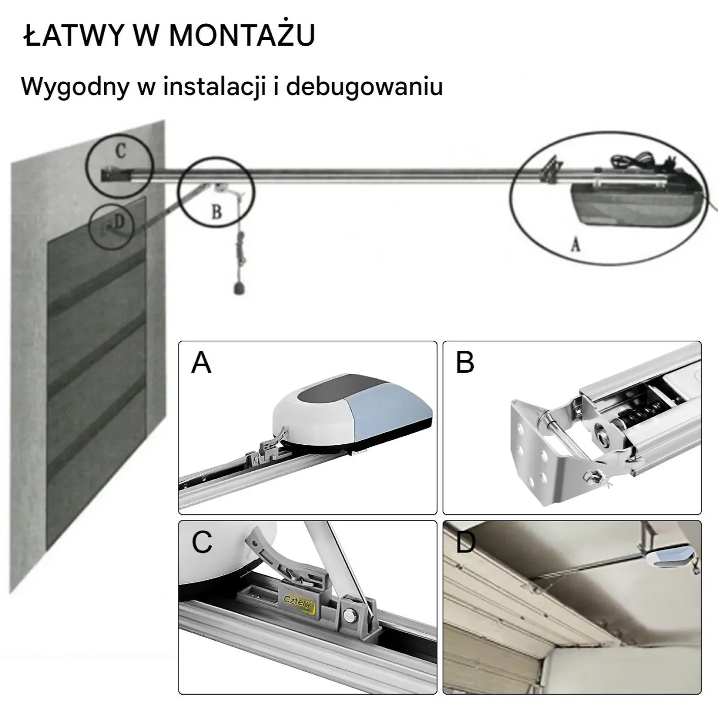 Otwieracz do Bramy Garażowej Automatyczny – Pilot Cicha Praca Siła 800 N - obrazek 2