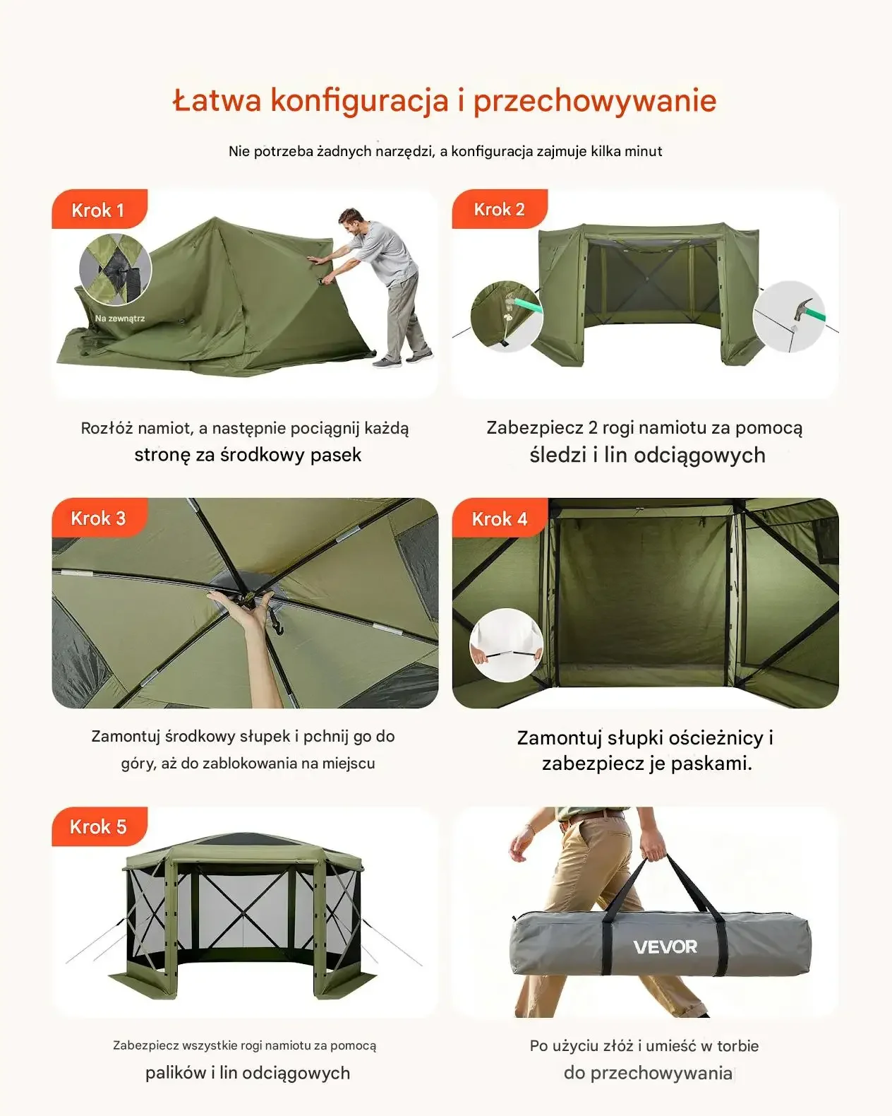 Namiot pawilon zielony 3x3m z moskitierą szybki rozkład ogród patio - obrazek 6