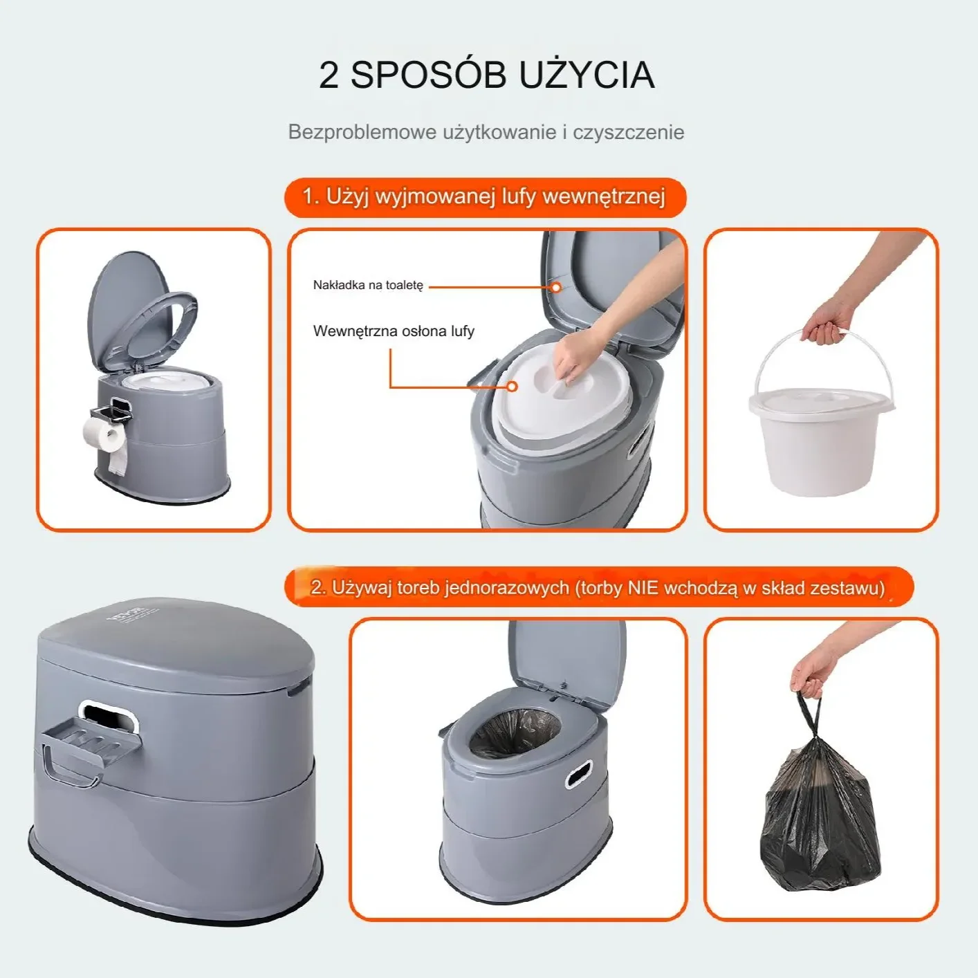 Toaleta turystyczna przenośna kempingowa mobilne WC na działkę i pod namiot - obrazek 9