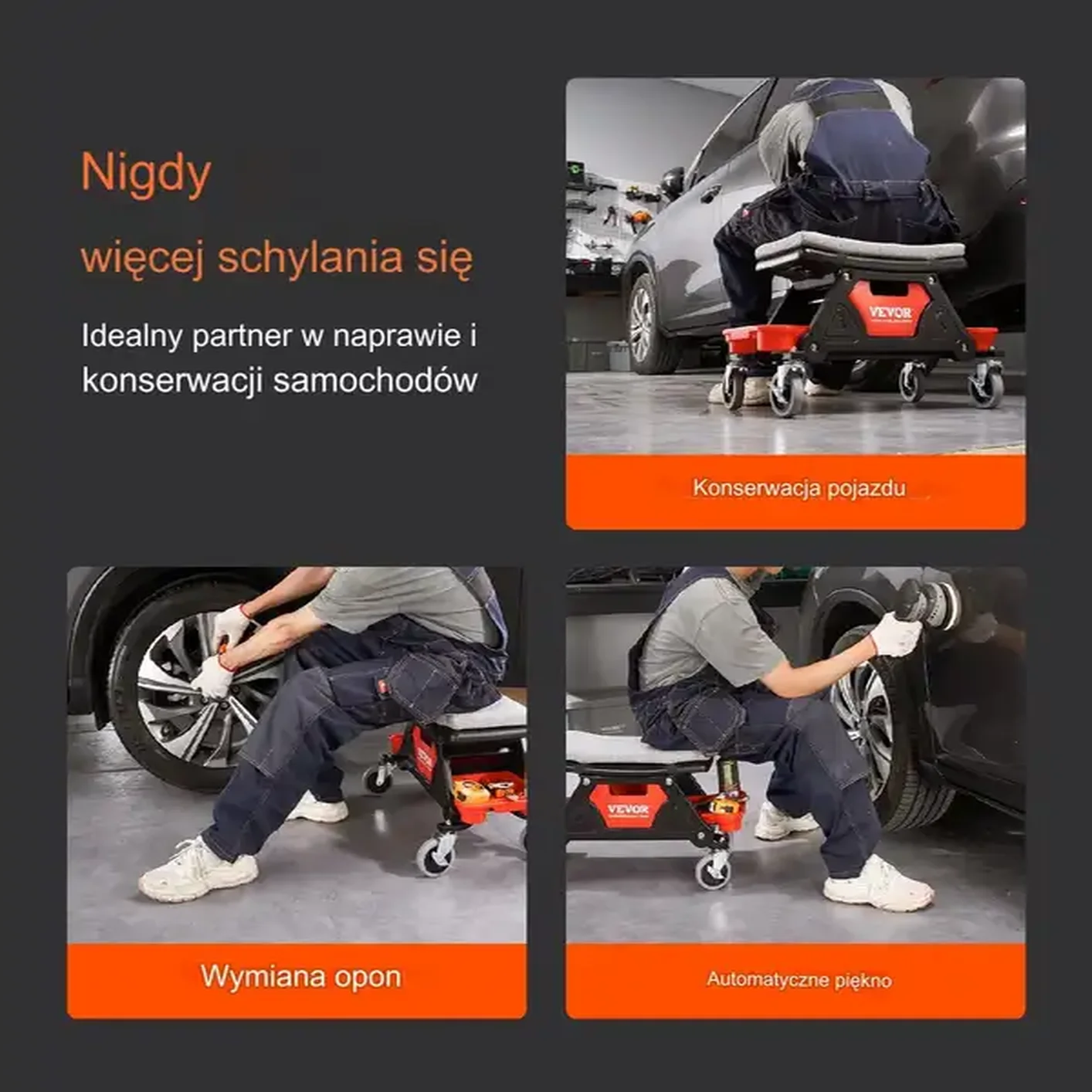 STOŁEK TABORET WARSZTATOWY NA KÓŁKACH