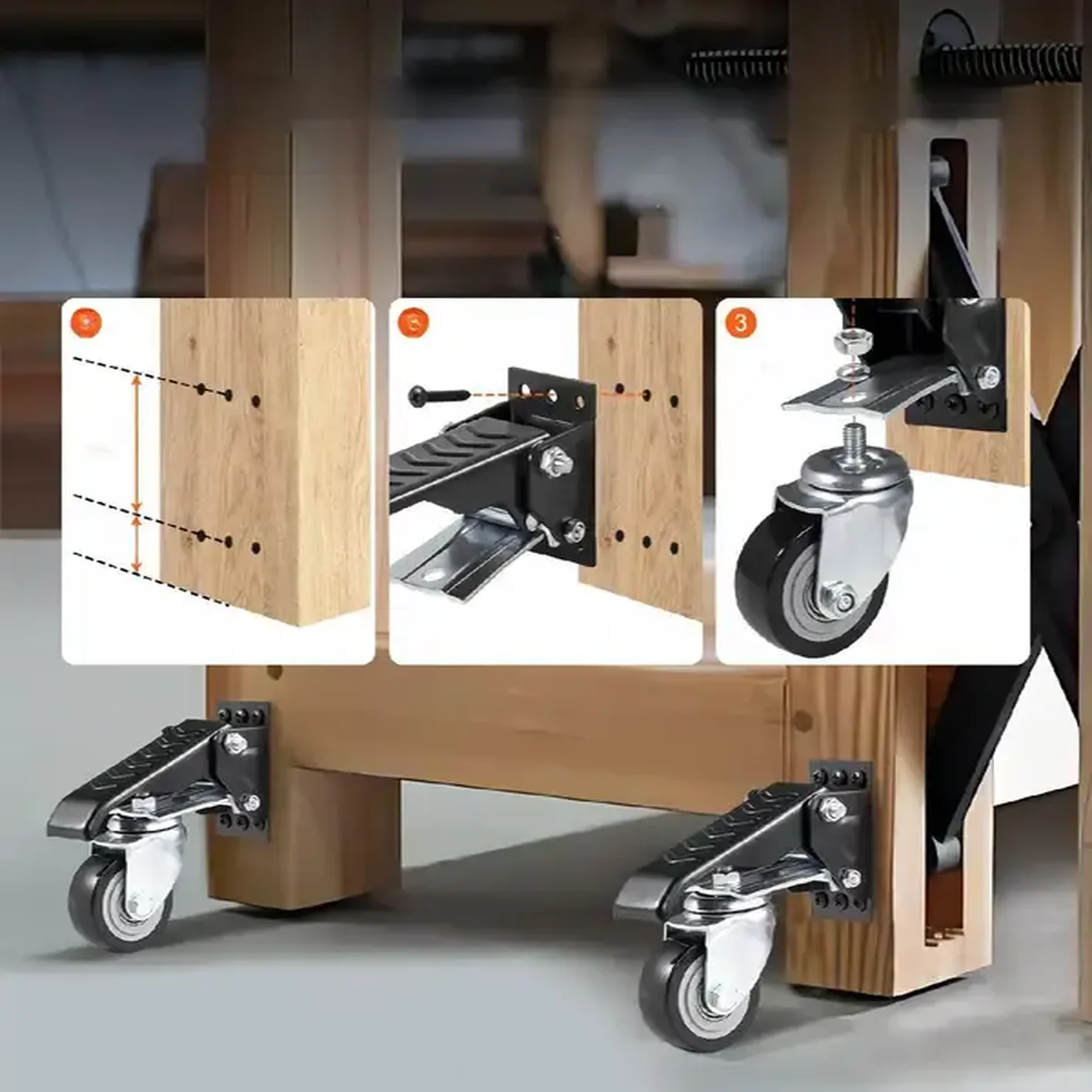 KÓŁKA OBROTOWE MEBLOWE ZESTAW JEZDNY KÓŁ 4 SZTUKI - obrazek 4