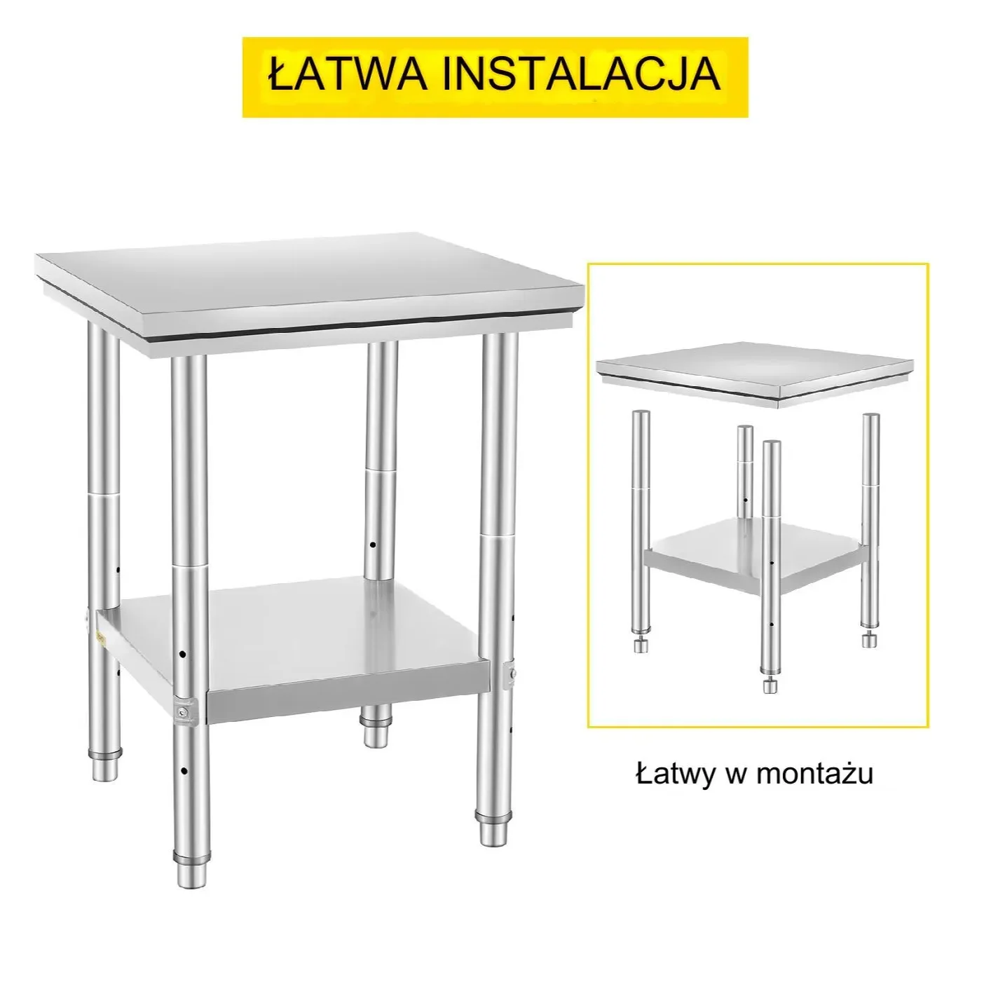 Stół roboczy blat gastronomiczny ze stali nierdzewnej 60x60x80cm - obrazek 6