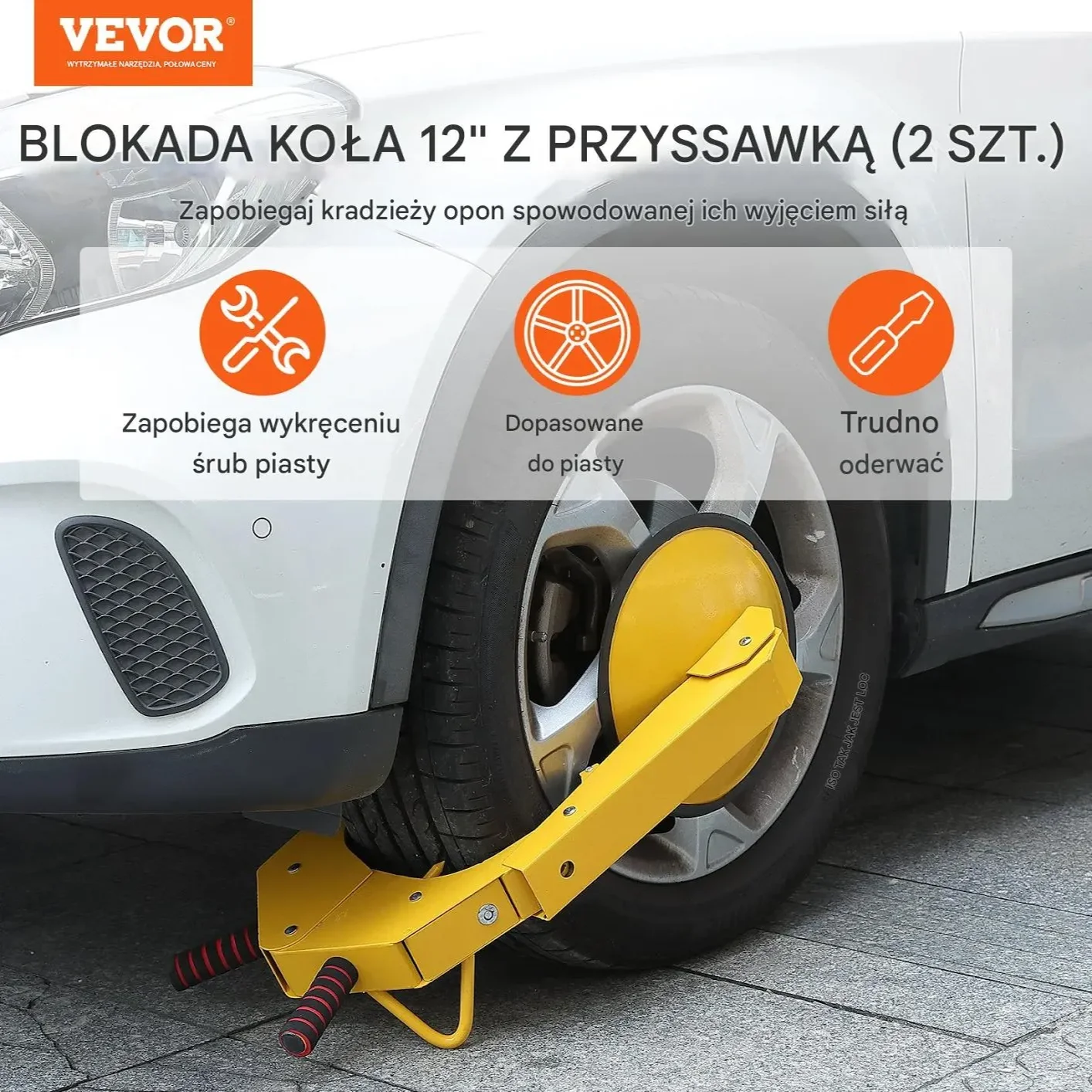 Blokada antykradzieżowa zabezpieczenie koła samochodu auta przyczepki 2szt - obrazek 13