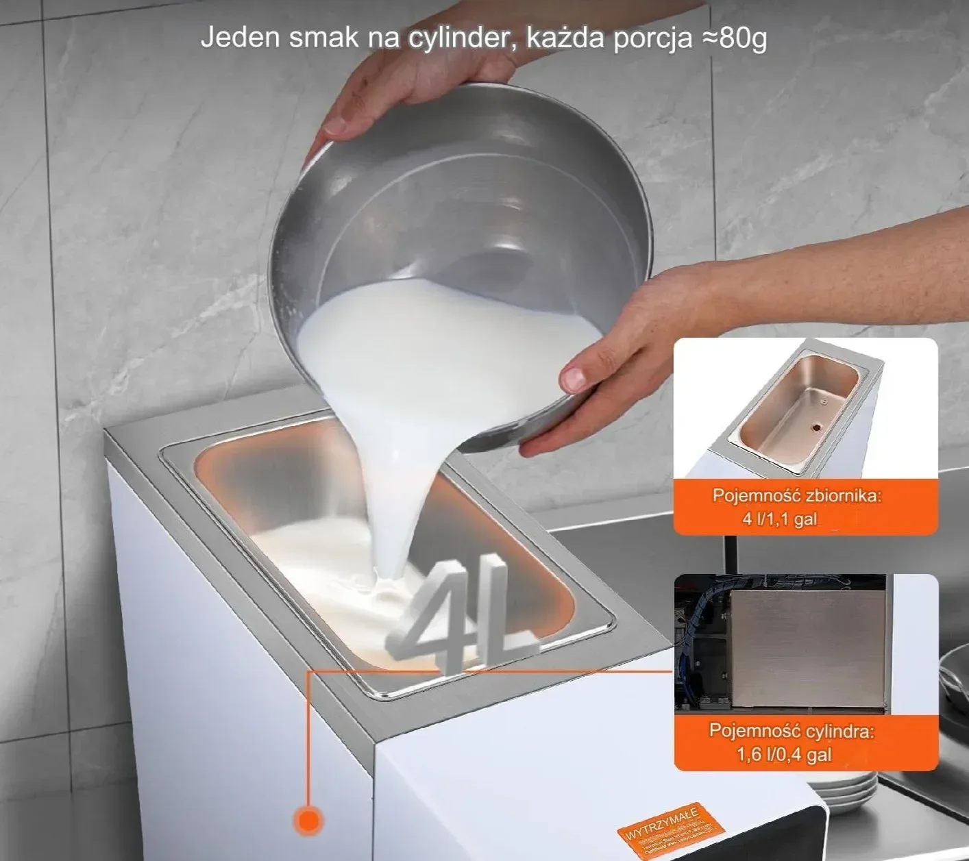 Maszyna do lodów gastronomiczna 10-20L/h lodziarnia lody jogurt mrożony - obrazek 6