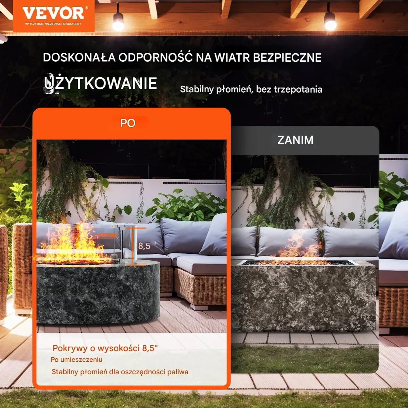 Osłona Kominkowa ze Szkła Hartowanego 15 x 66 cm - obrazek 2