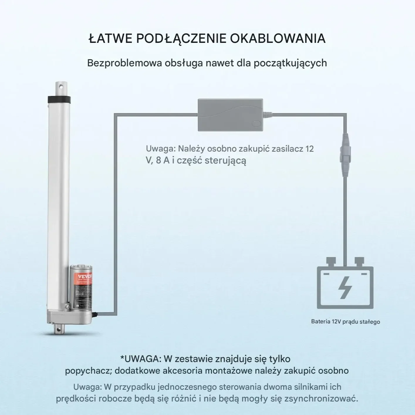 Siłownik liniowy 12V 30,5 cm szybki 1000N IP54 – do automatyki i DIY - obrazek 5