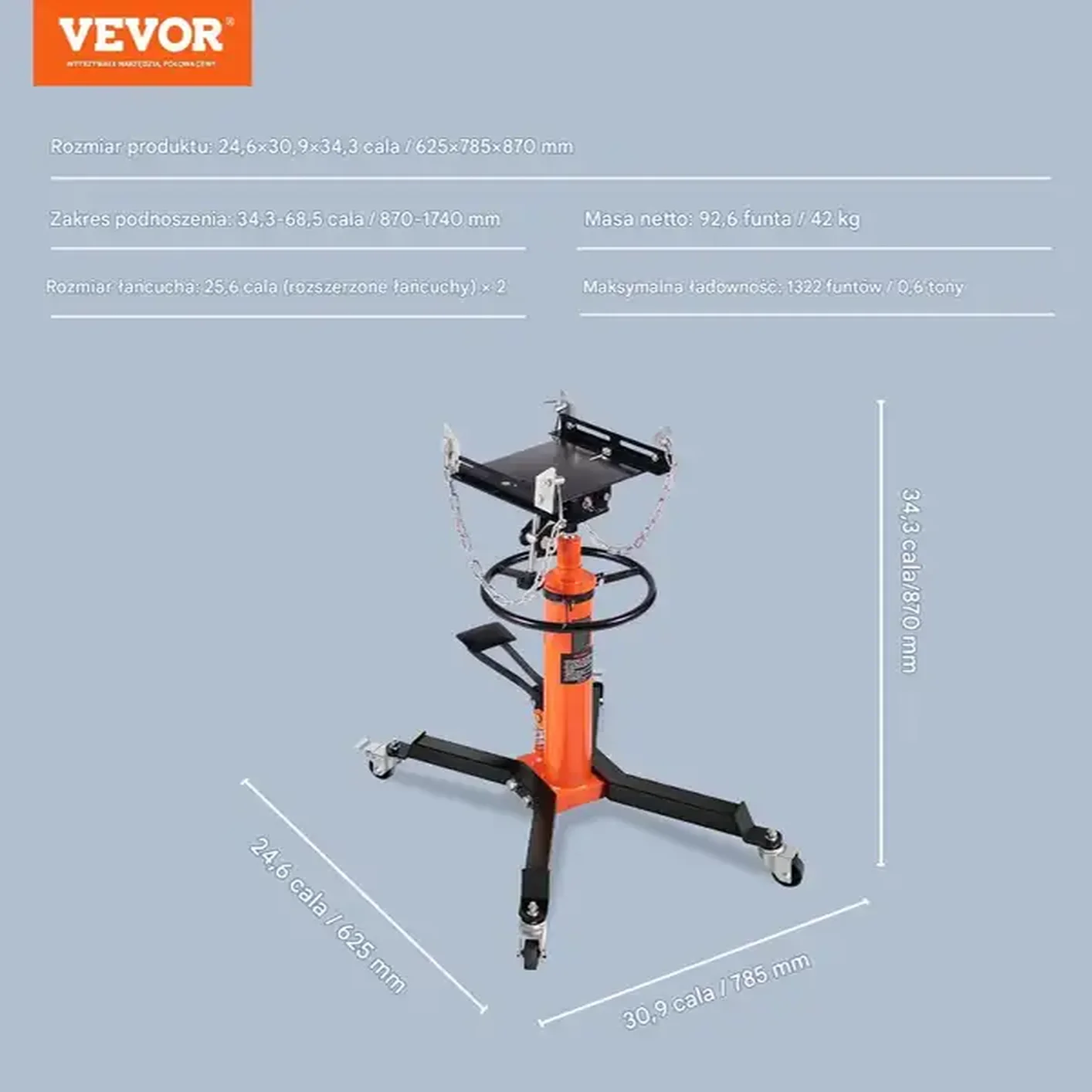 Podnośnik do skrzyni biegów silnika do warsztatu 600 kg - obrazek 2