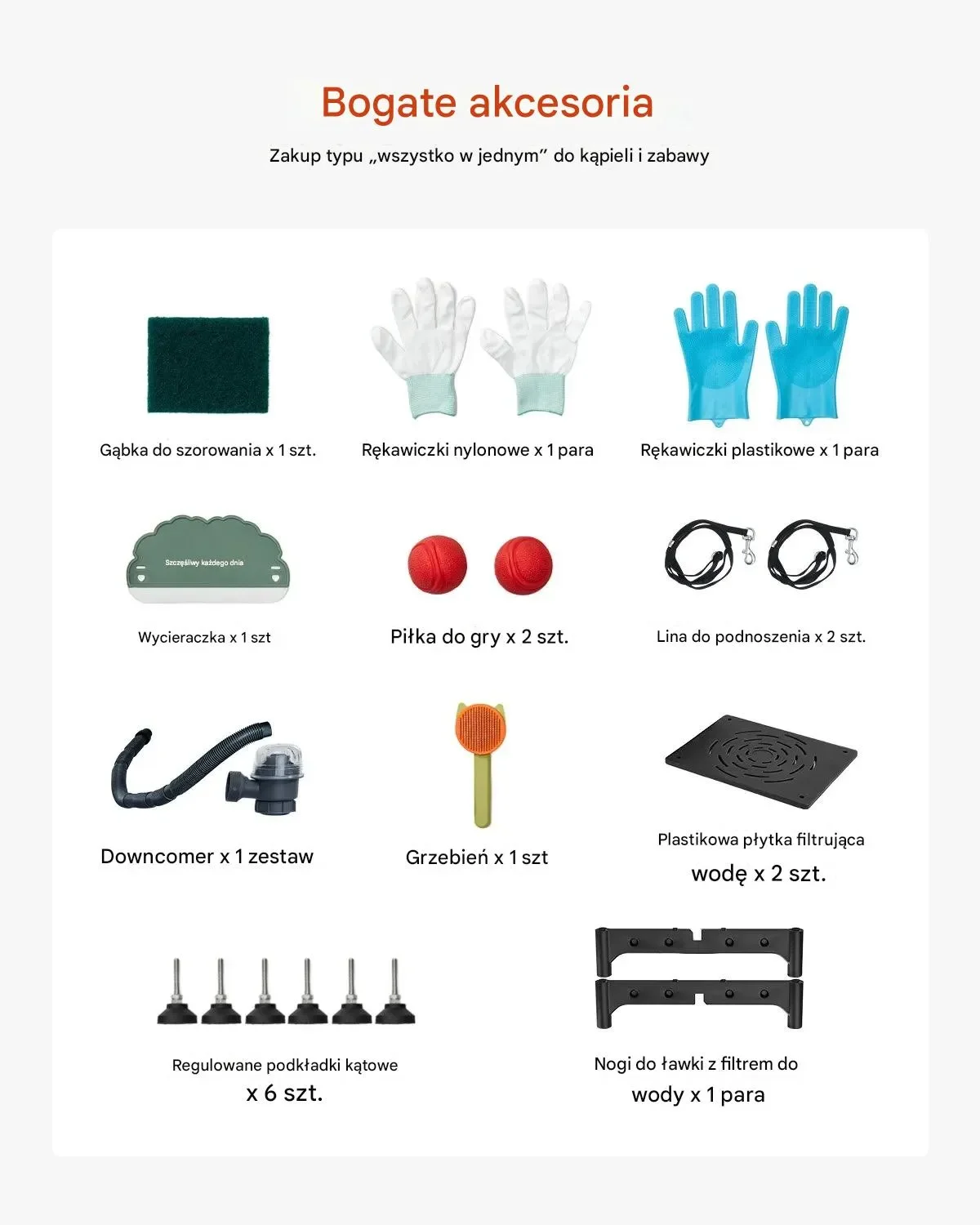 Wanna groomerska 127 cm stal nierdzewna rampa filtr prysznic drzwi lewe - obrazek 6