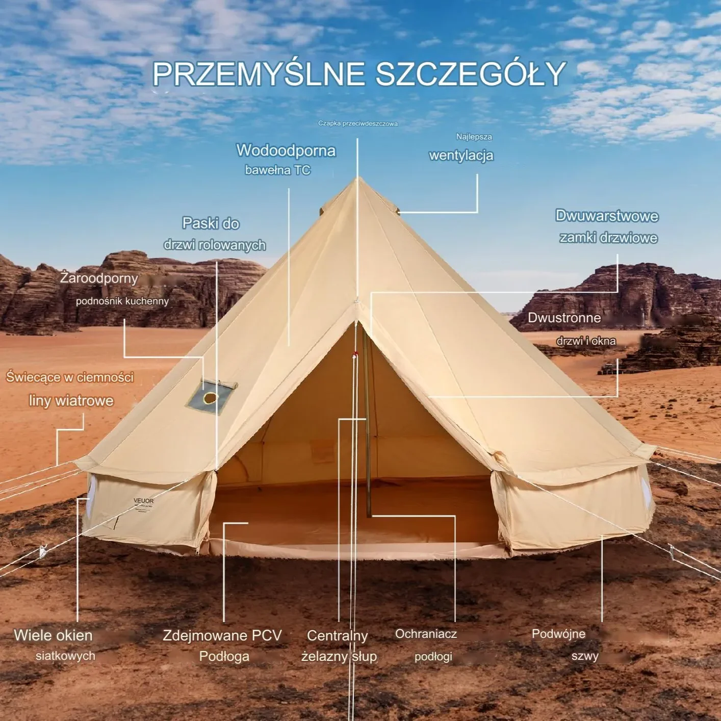 Namiot jurta mongolska namiot kempingowy pawilon 4 m - obrazek 5