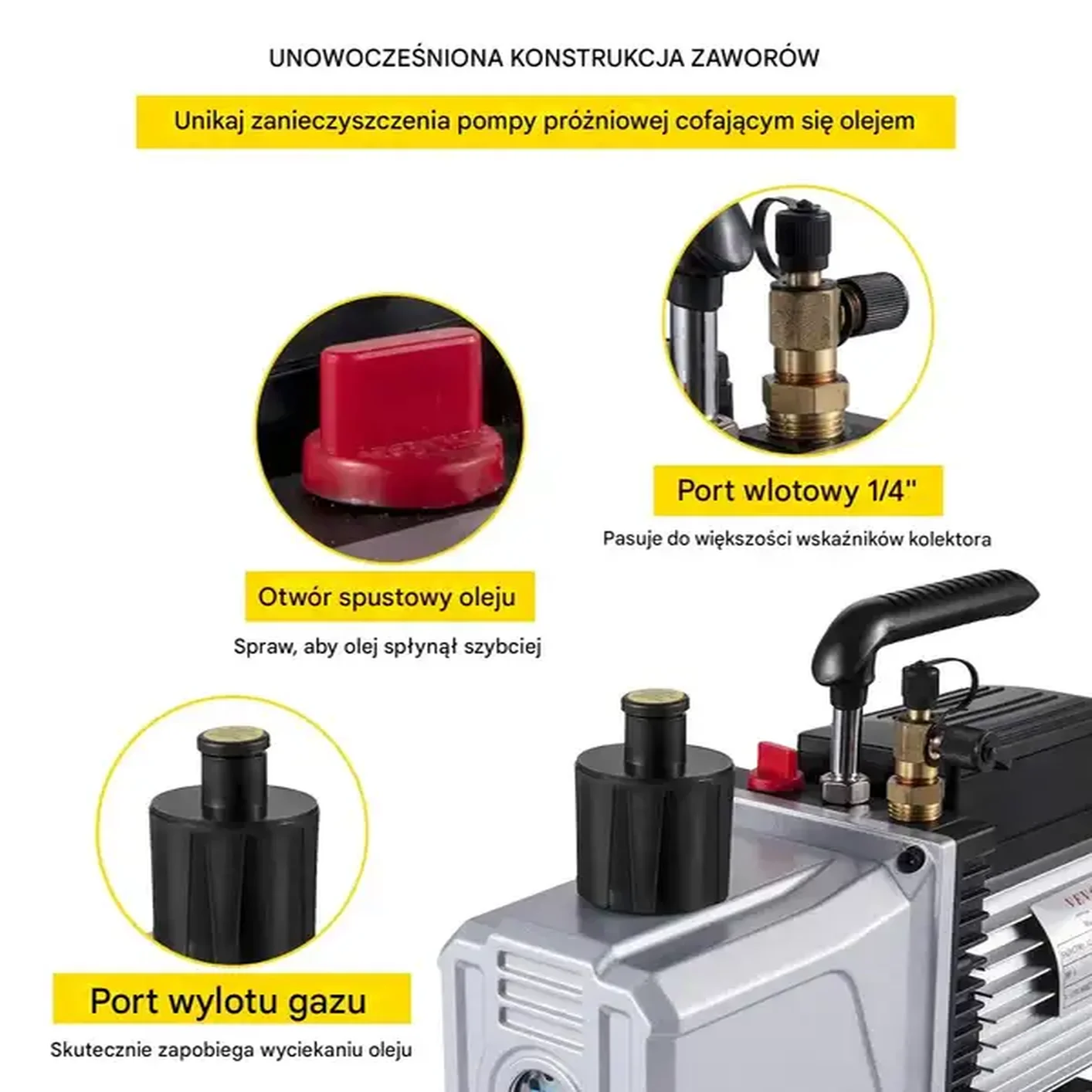 Pompa próżniowa 1-stopniowa 12CFM 340L/min 6,35mm - serwis klimatyzacji - obrazek 4