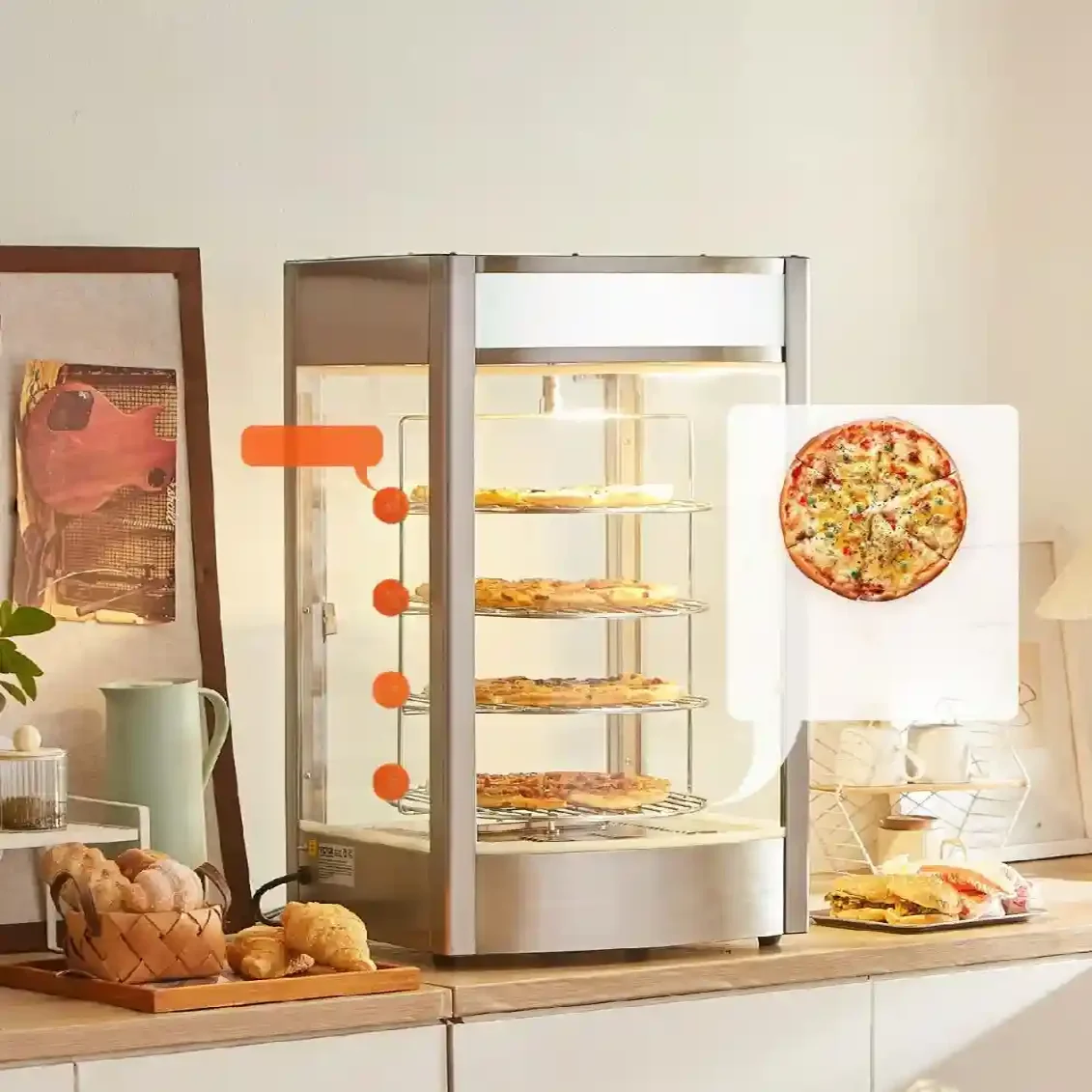 Witryna grzewcza pogrzewacz do żywności 4-poziomy 800W - obrazek 2