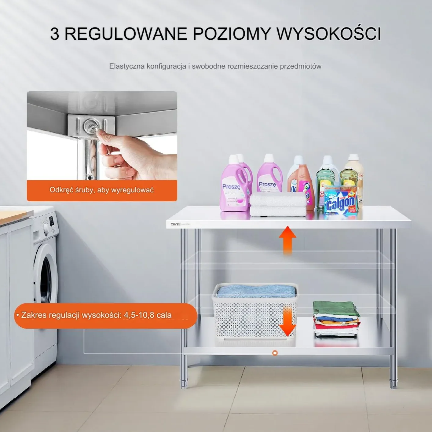 Stół blat roboczy 61x122x86cm stal nierdzewna gastronomia kuchenny - obrazek 3