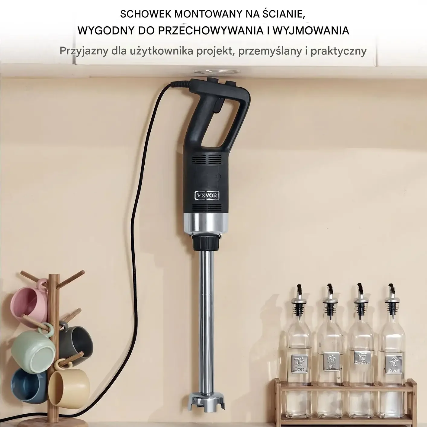 Blender ręczny 750W stal nierdzewna regulowany do zup smoothie puree - obrazek 4