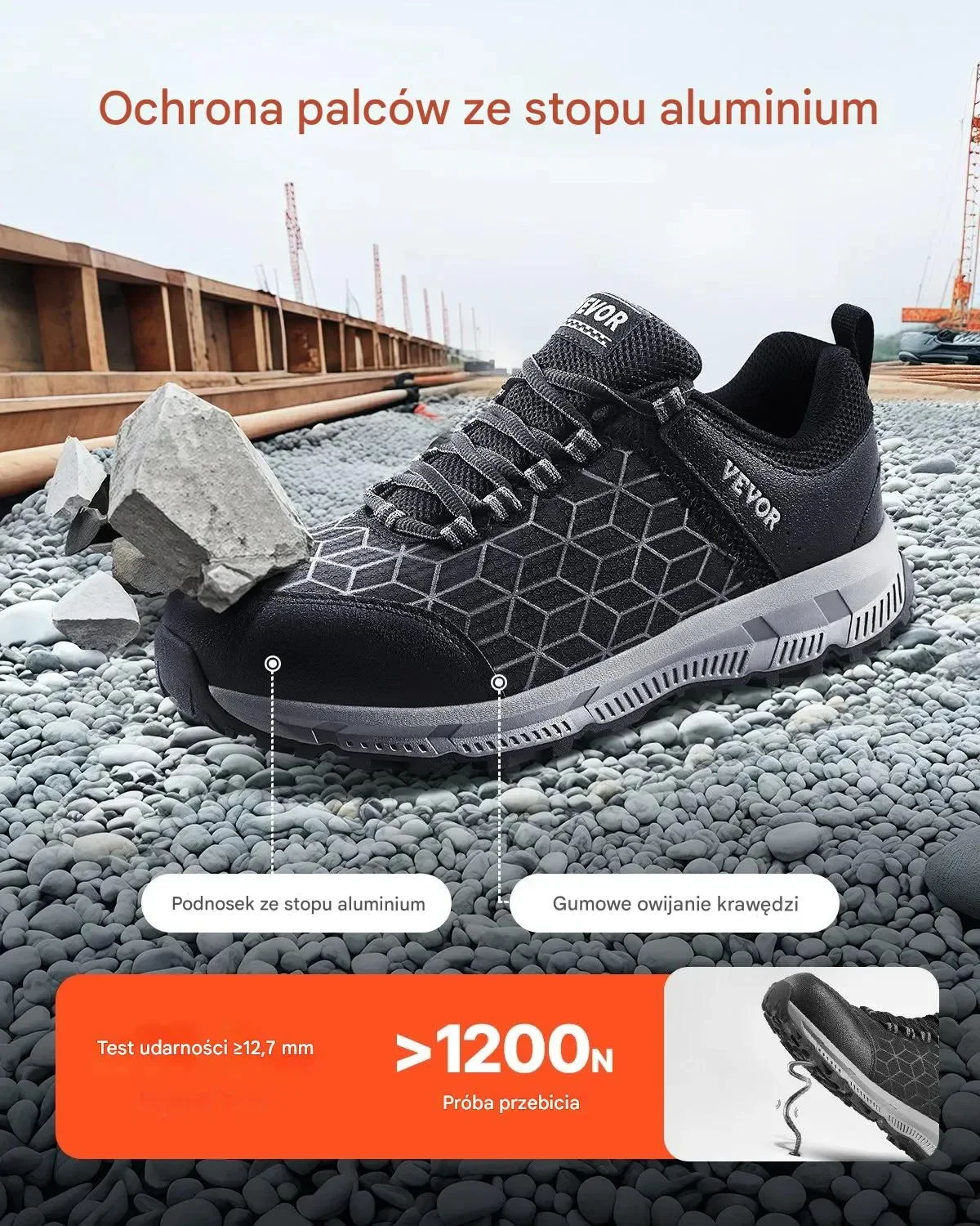 Buty robocze męskie rozmiar 44 nieprzemakalne czarne