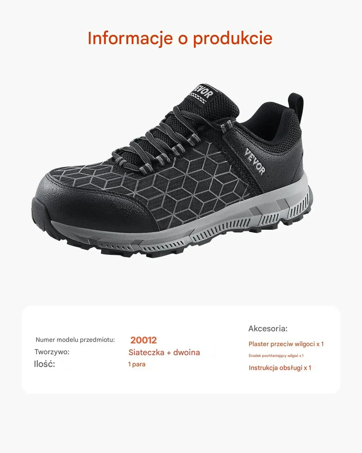 Buty robocze męskie rozmiar 44 nieprzemakalne czarne - obrazek 5