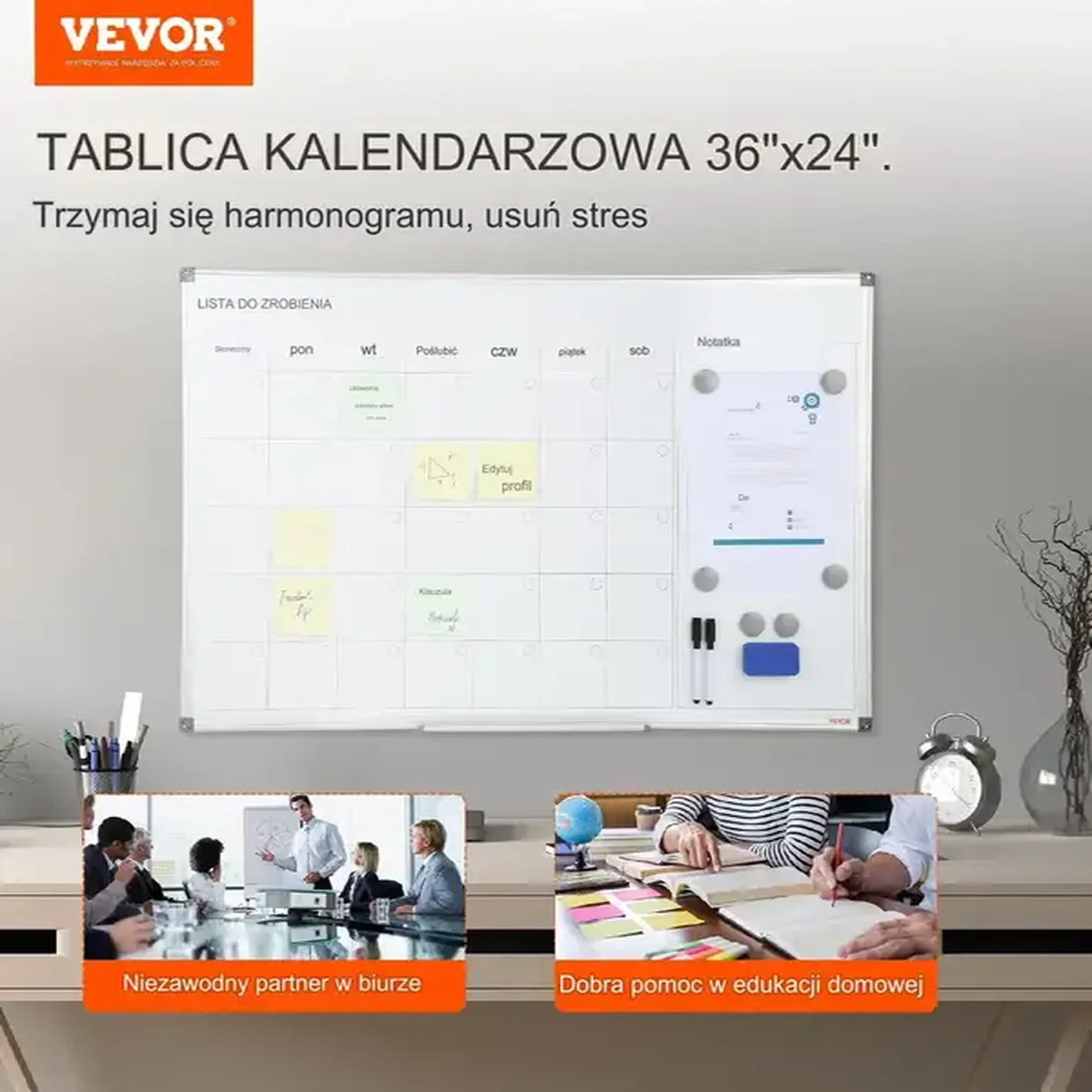 Kalendarz magnetyczny planer miesięczny suchościeralny biały - obrazek 2