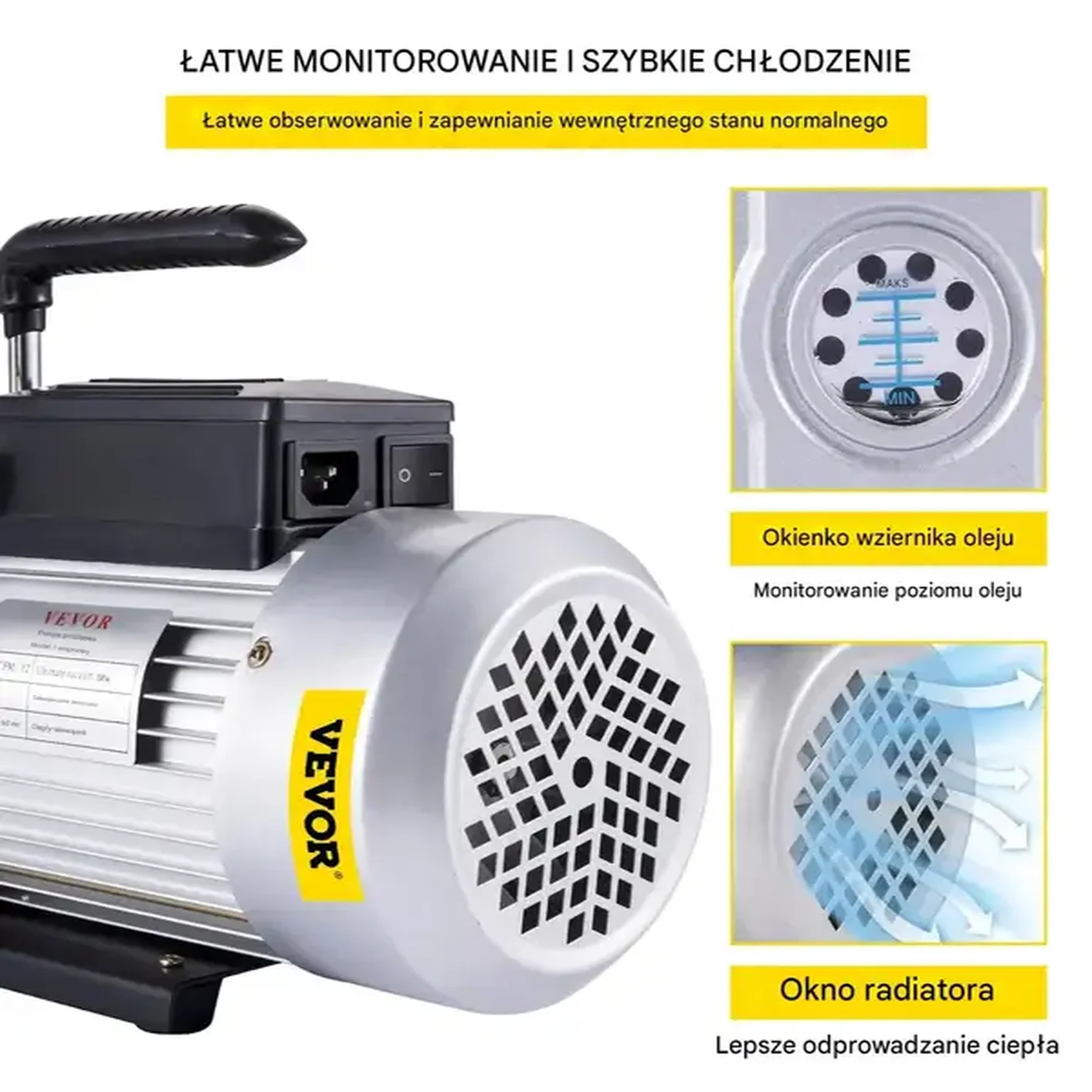 Pompa próżniowa 1-stopniowa 12CFM 340L/min 6,35mm - serwis klimatyzacji - obrazek 3