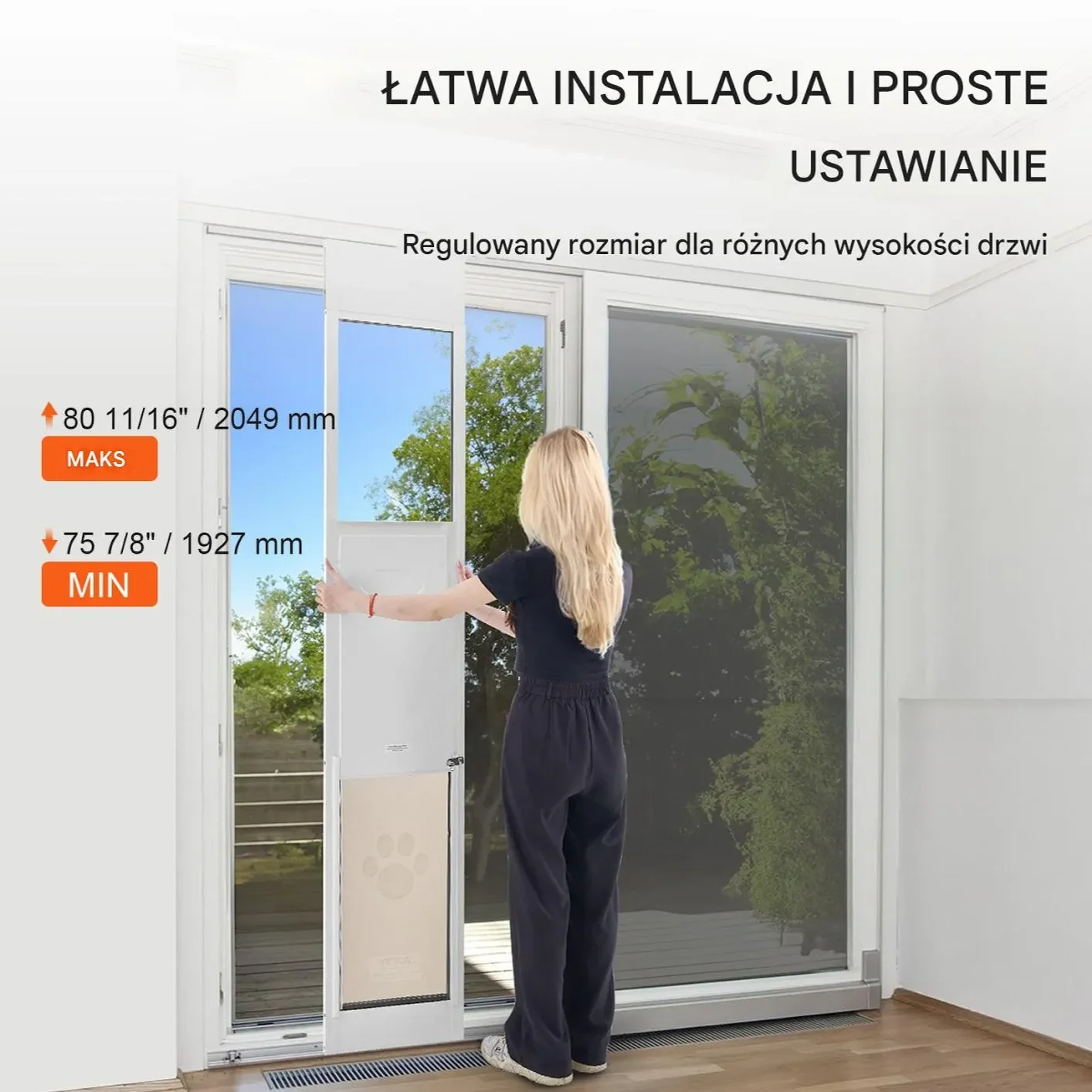 Drzwi dla psa balkonowe przesuwne regulowane XL montaż bez wiercenia - obrazek 2