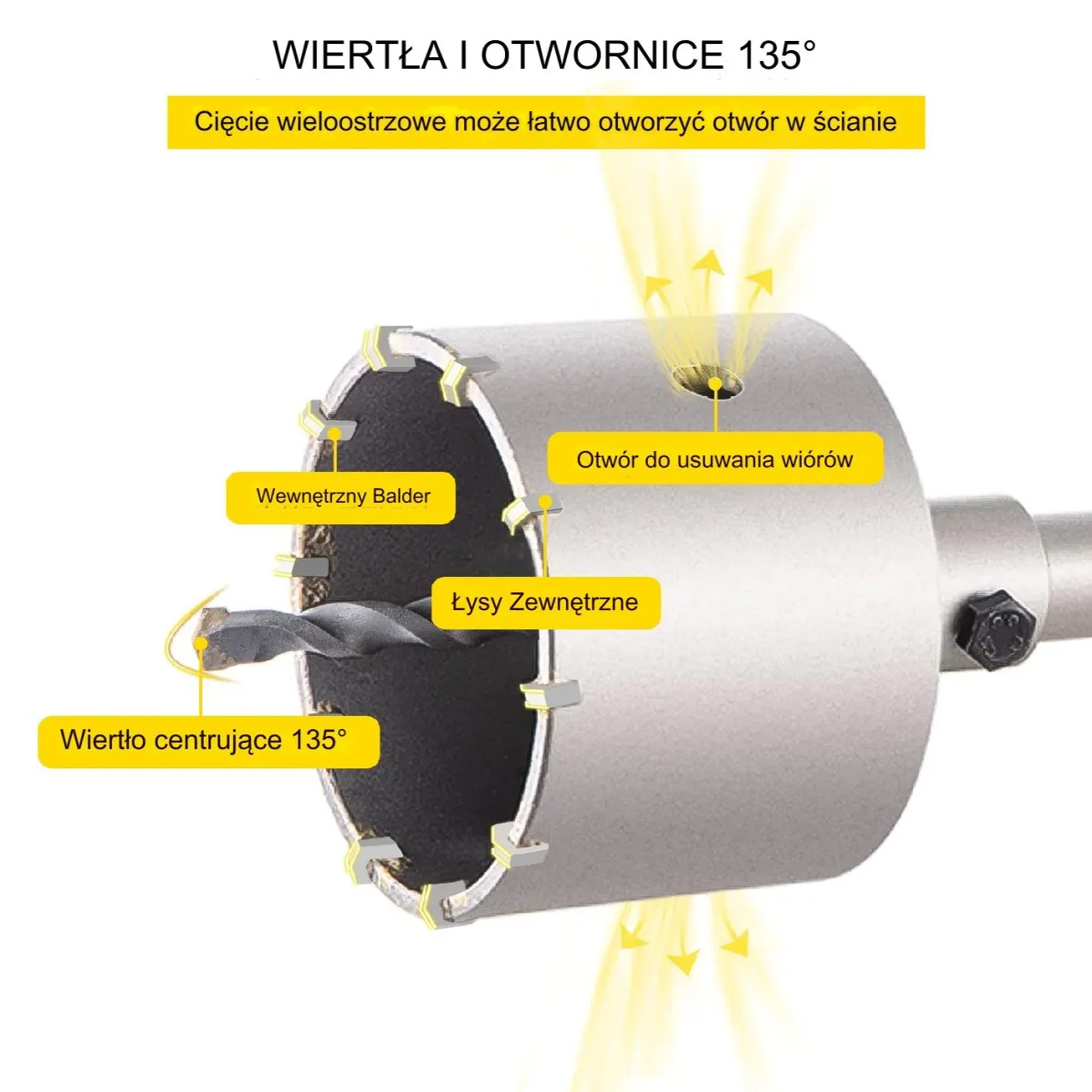 Korony wiertła do betonu 30/40/65/80/100 mm – zestaw 300mm do betonu - obrazek 2