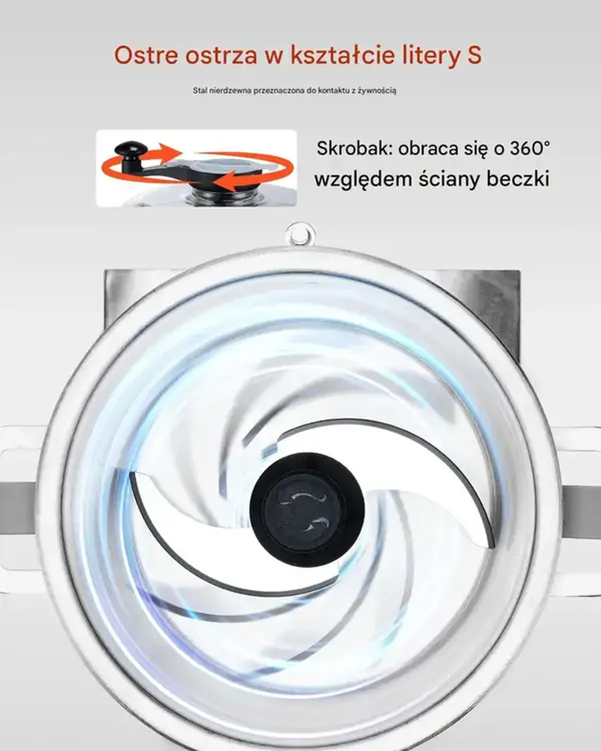 Robot kuchenny 18L ze stali nierdzewnej, siekacz z ostrzem S, warzywa owoce - obrazek 3