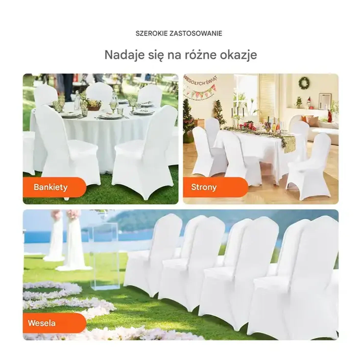 Pokrowce na krzesła 100 szt. elastyczne spandex - do ślubów i bankietów - obrazek 4