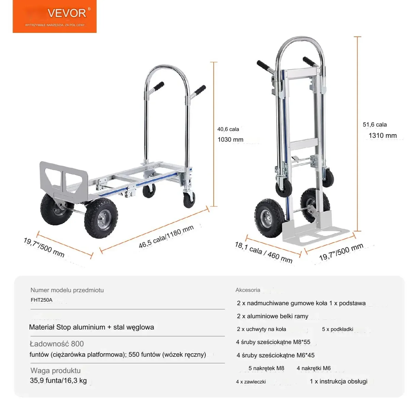 Wózek transportowy magazynowy składany aluminiowy 363 kg - obrazek 8
