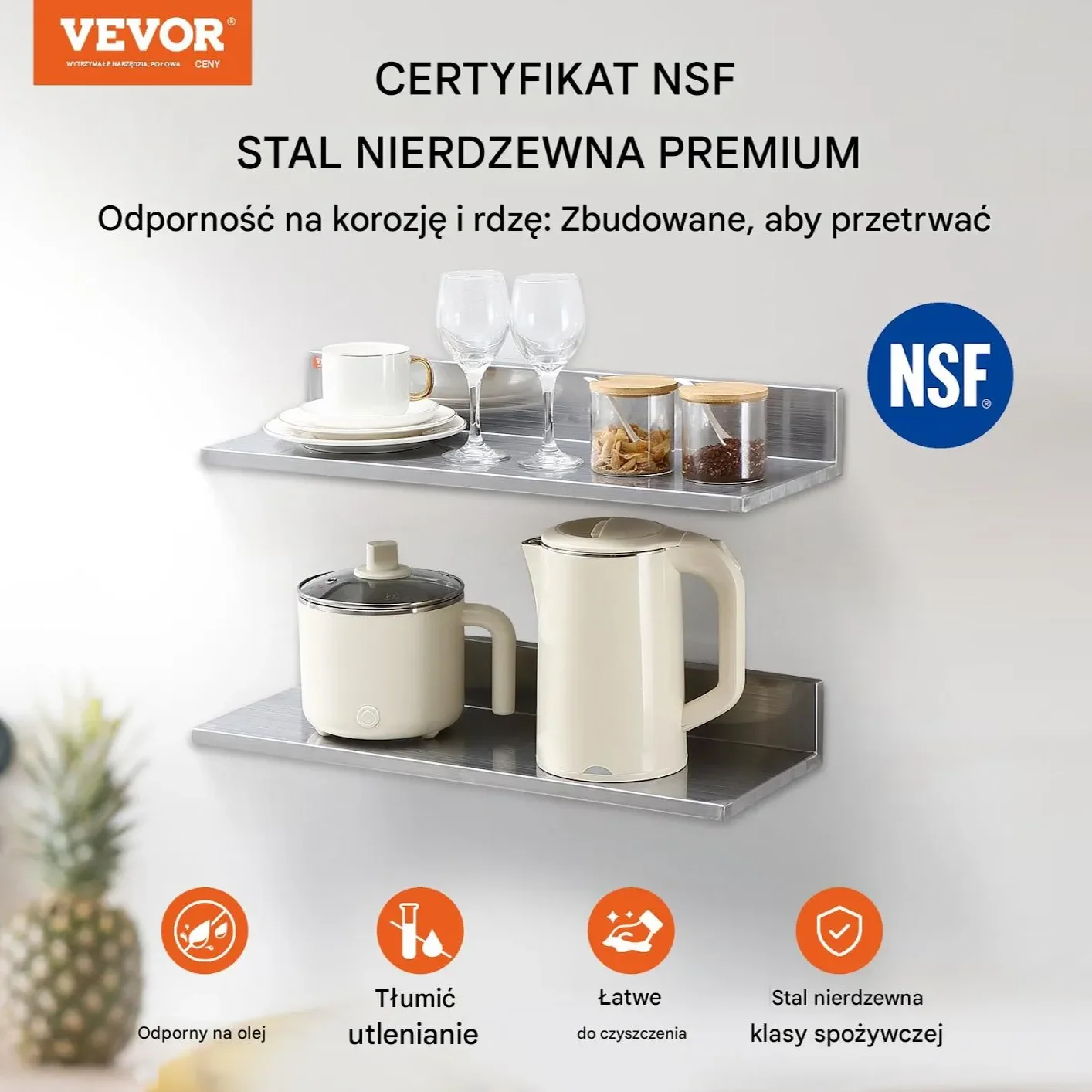 Półka Ścienna ze Stali Nierdzewnej 61 cm - obrazek 3