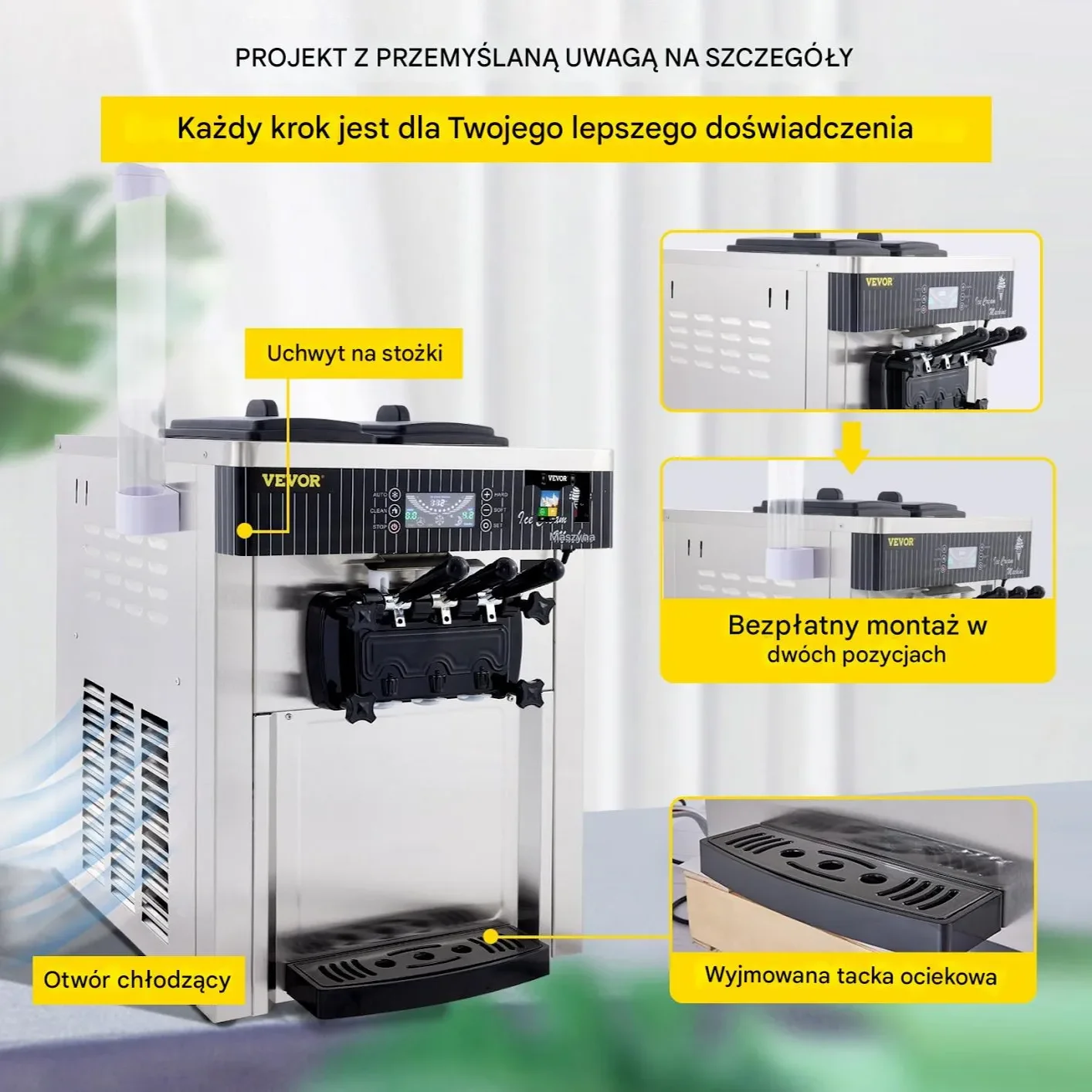 Profesjonalna Maszyna do Lodów Włoskich – 3 Smaki 2x6L 2200W - obrazek 2