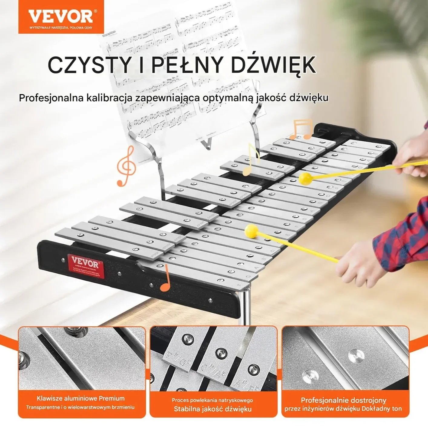 Ksylofon 32-tonowy z pałeczkami i statywem - obrazek 3