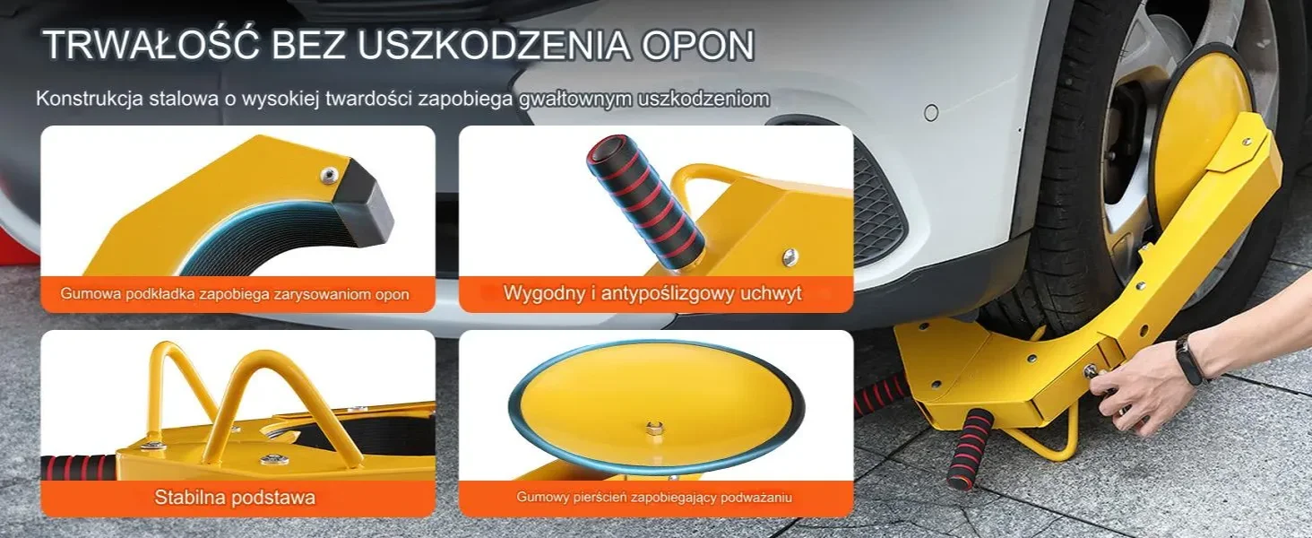 Blokada koła antykradzieżowa do aut przyczep kamperów 160-380 mm - obrazek 13