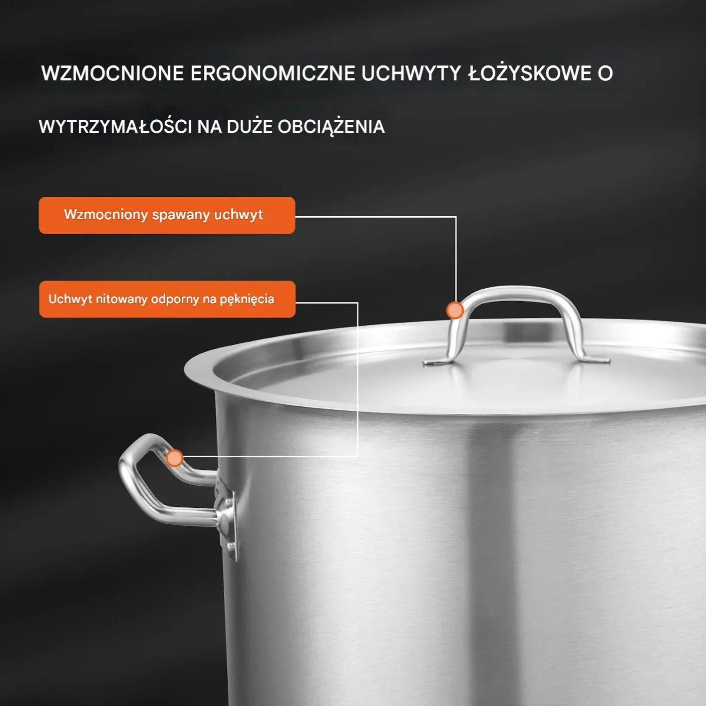 Garnek duży indukcja ze stali nierdzewnej 304 pokrywka gastronomiczny 40L - obrazek 5