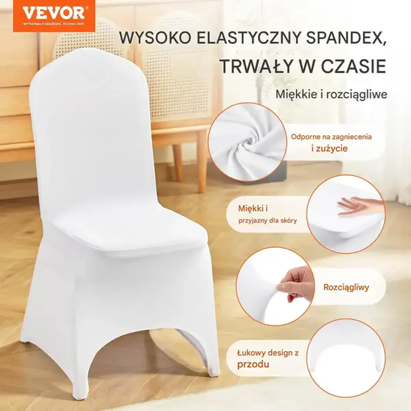 Pokrowce na krzesła 100 szt. elastyczne spandex - do ślubów i bankietów - obrazek 6