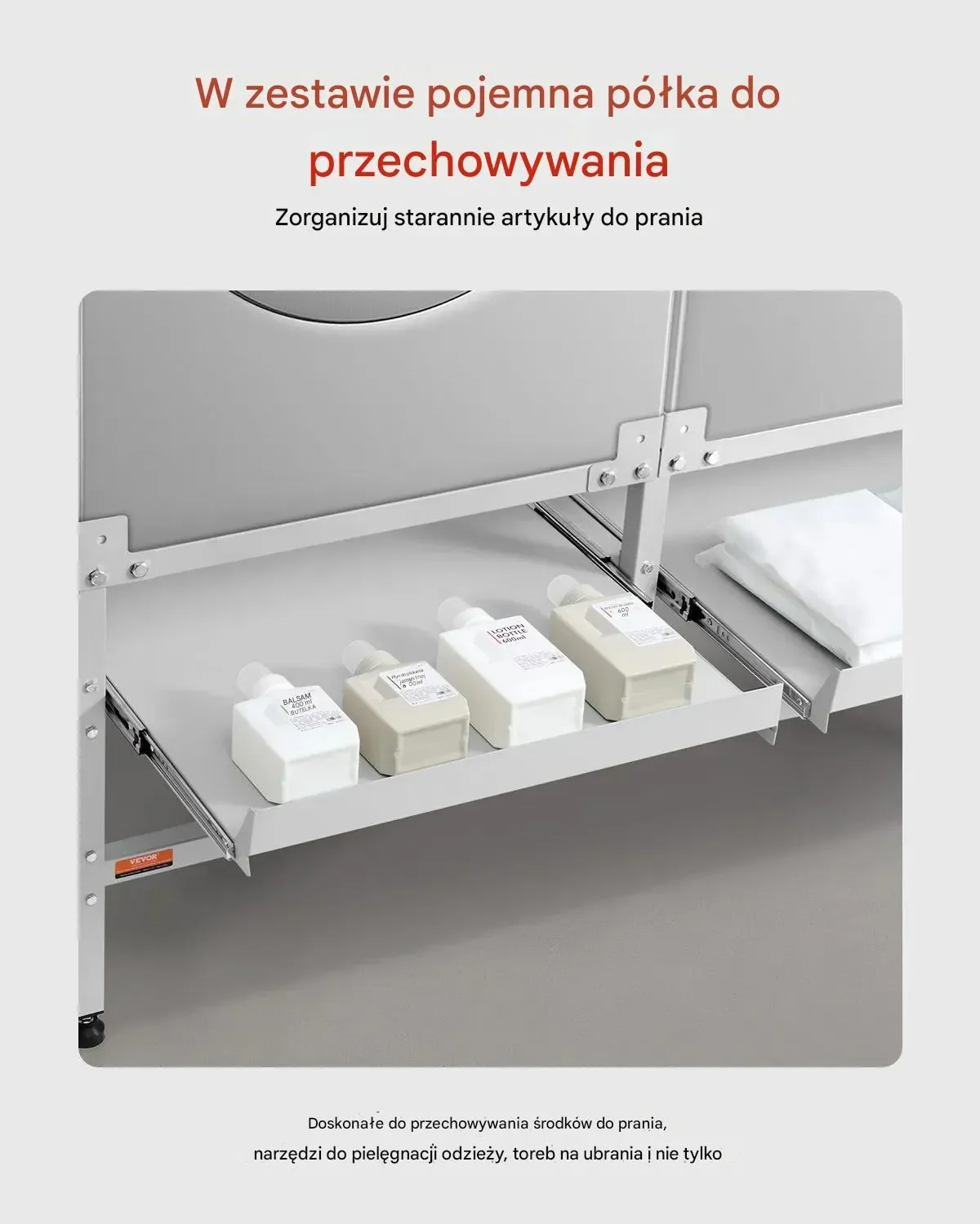 Podstawa pod pralkę stelaż 123x64 cm 270 kg z podwójną tacą stabilna - obrazek 6