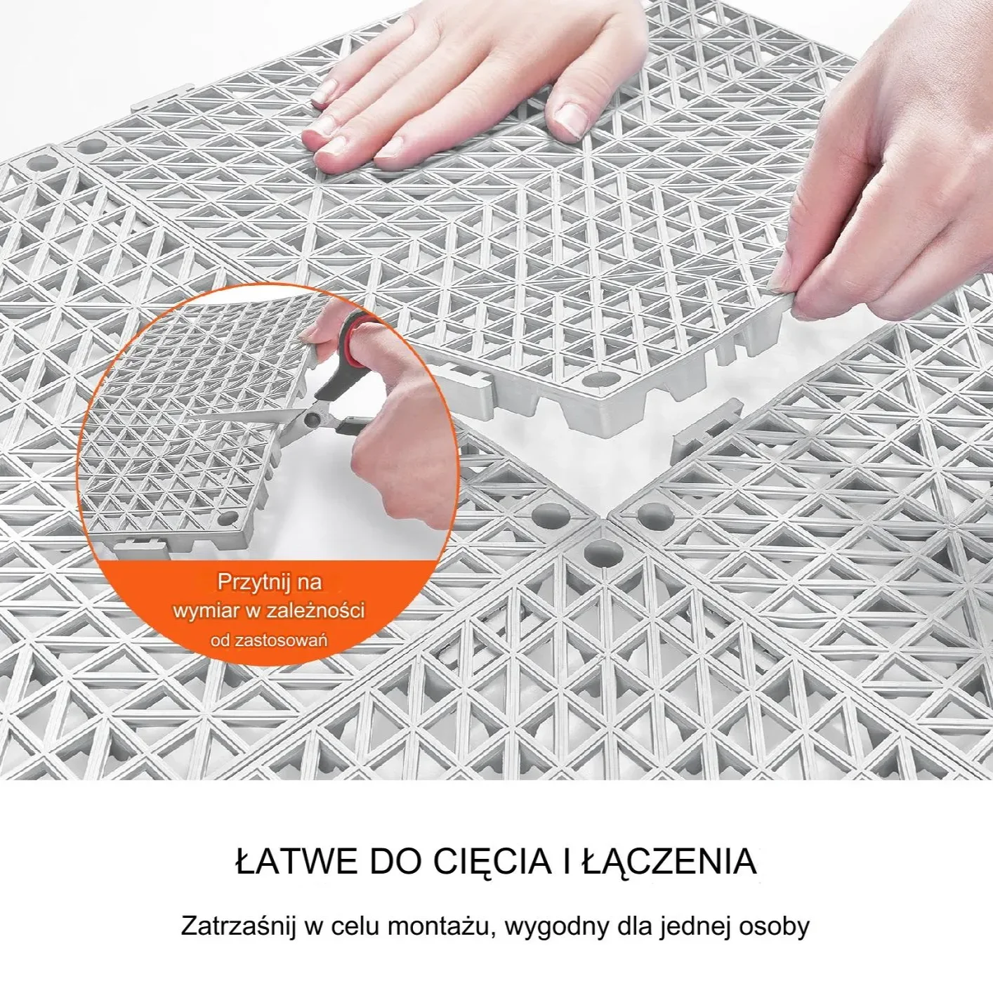 Mata drenażowa szara 30x30cm 55szt PVC łączona antypoślizgowa łazienka - obrazek 3