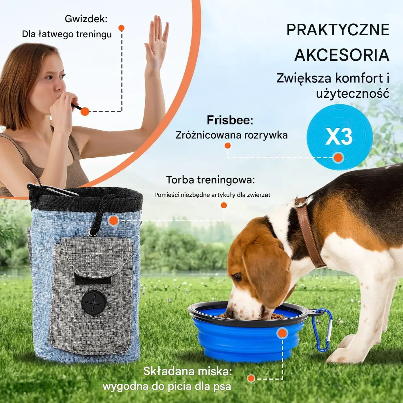 Sprzęt do treningu zwinności dla psa 7 elementów czerwony - płotki tunele - obrazek 5