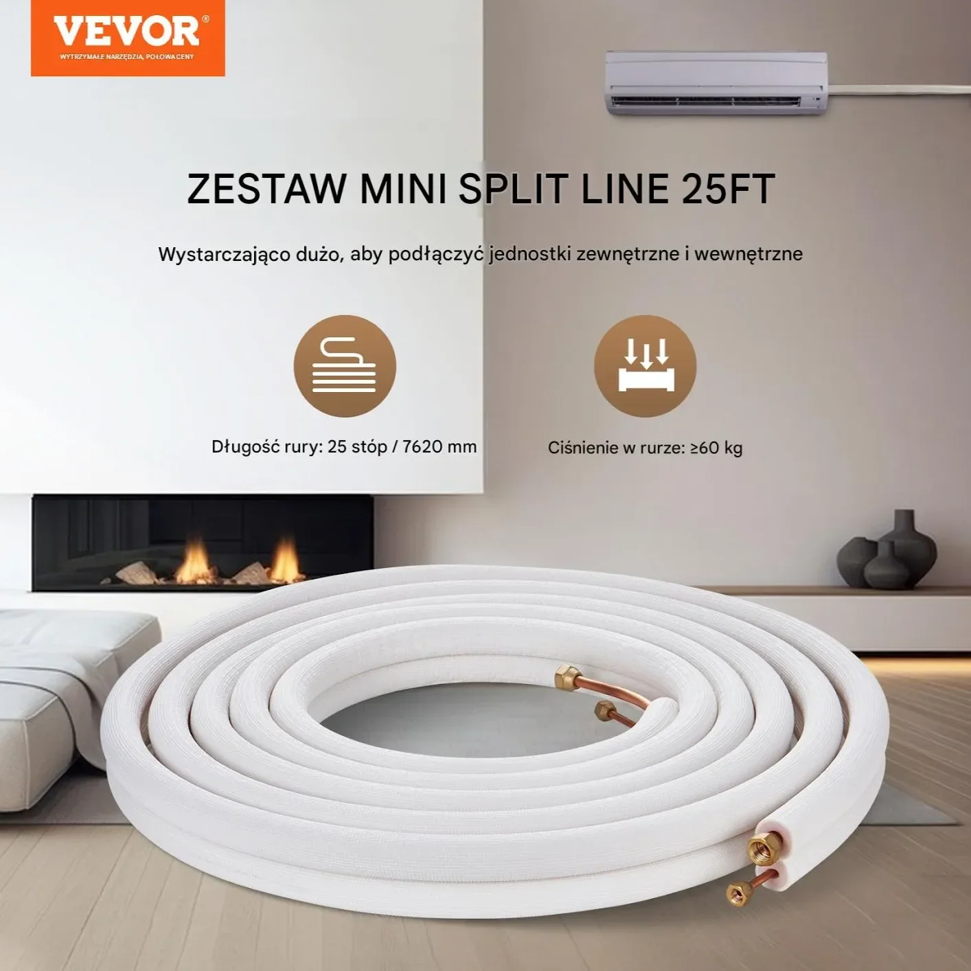 Zestaw rur miedzianych 7,6m izolowanych do klimatyzacji i HVAC - obrazek 6