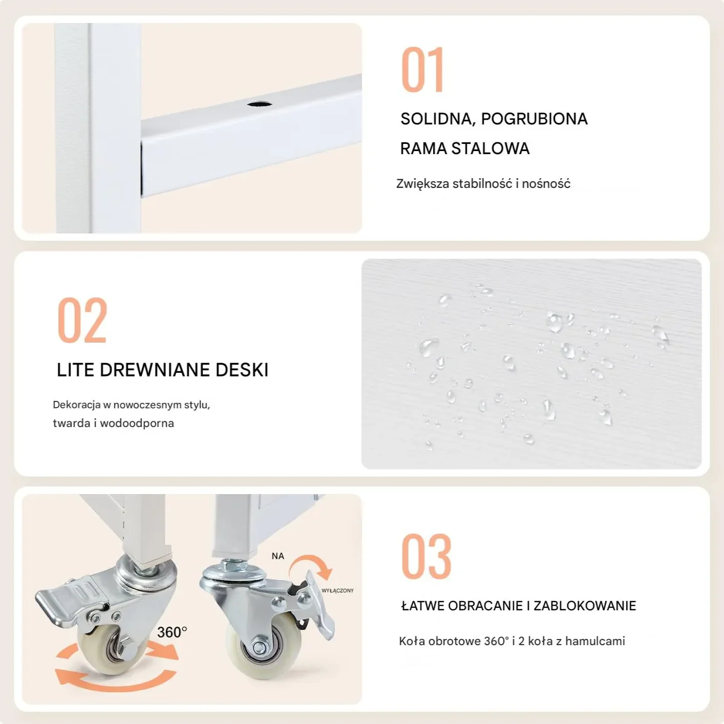 Stół do prasy termicznej 3-poziomowy mobilny stojak biały - obrazek 2